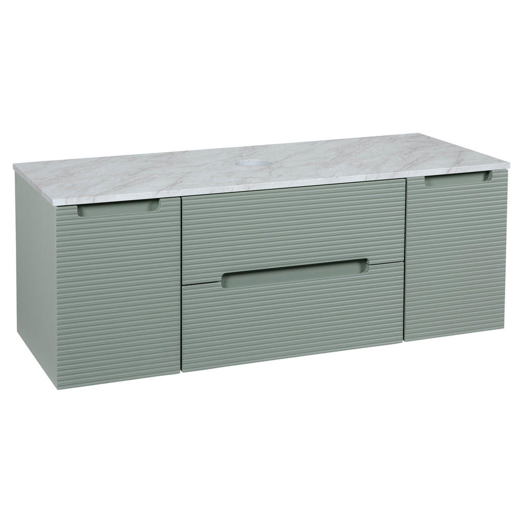 Tailored Monza Plus Fluted Wall Hung Vanity with 2 Side Cabinets & Counter Top