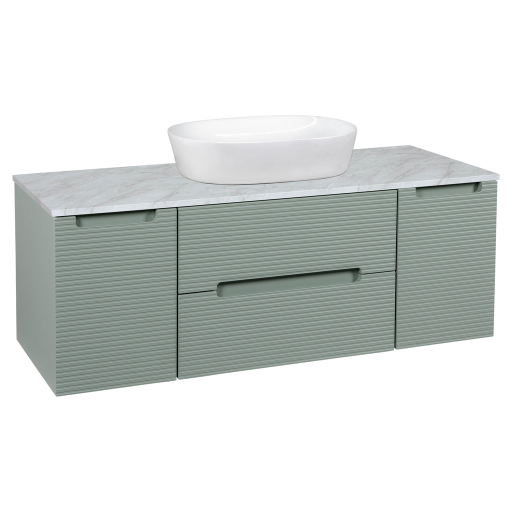 Tailored Monza Plus Fluted Wall Hung Vanity with 2 Side Cabinets & Counter Top