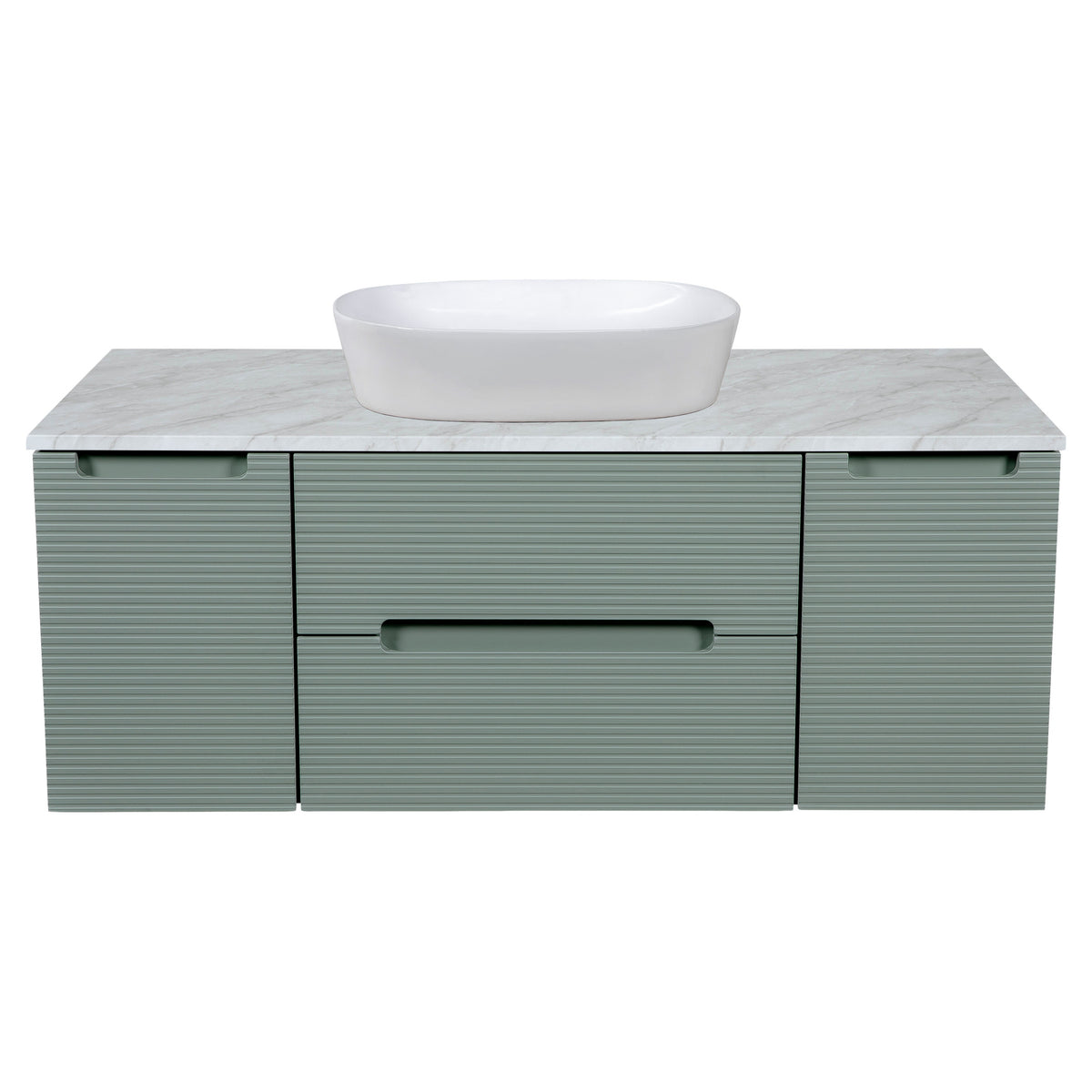 Tailored Monza Plus Fluted Wall Hung Vanity with 2 Side Cabinets & Counter Top