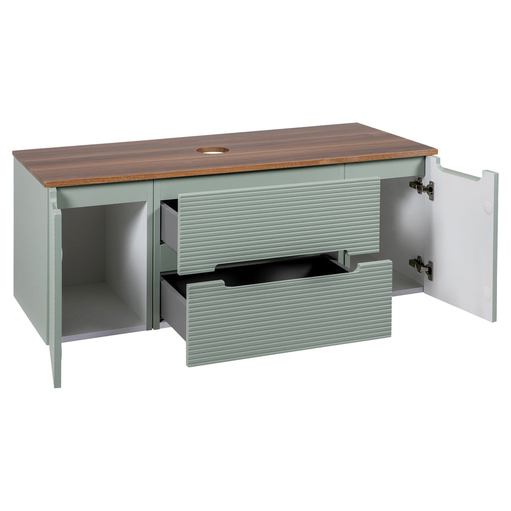 Tailored Monza Plus Fluted Wall Hung Vanity with 2 Side Cabinets & Counter Top