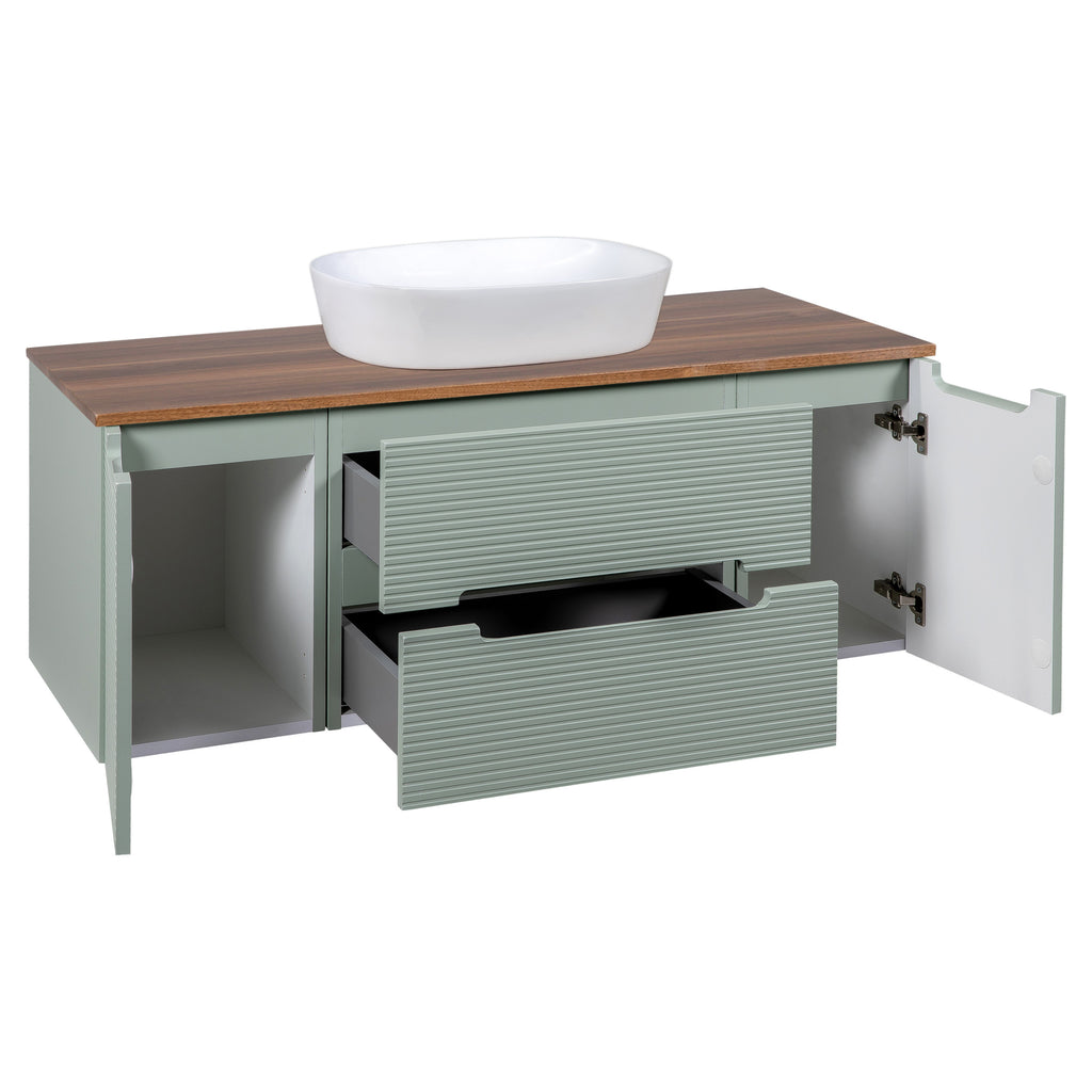 Tailored Monza Plus Fluted Wall Hung Vanity with 2 Side Cabinets & Counter Top