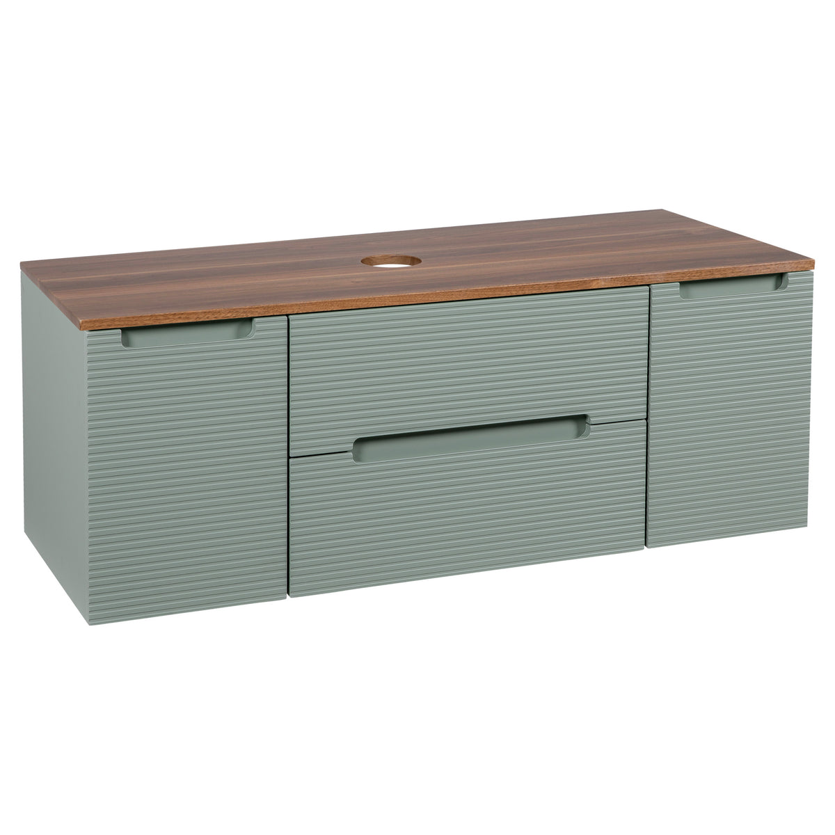 Tailored Monza Plus Fluted Wall Hung Vanity with 2 Side Cabinets & Counter Top