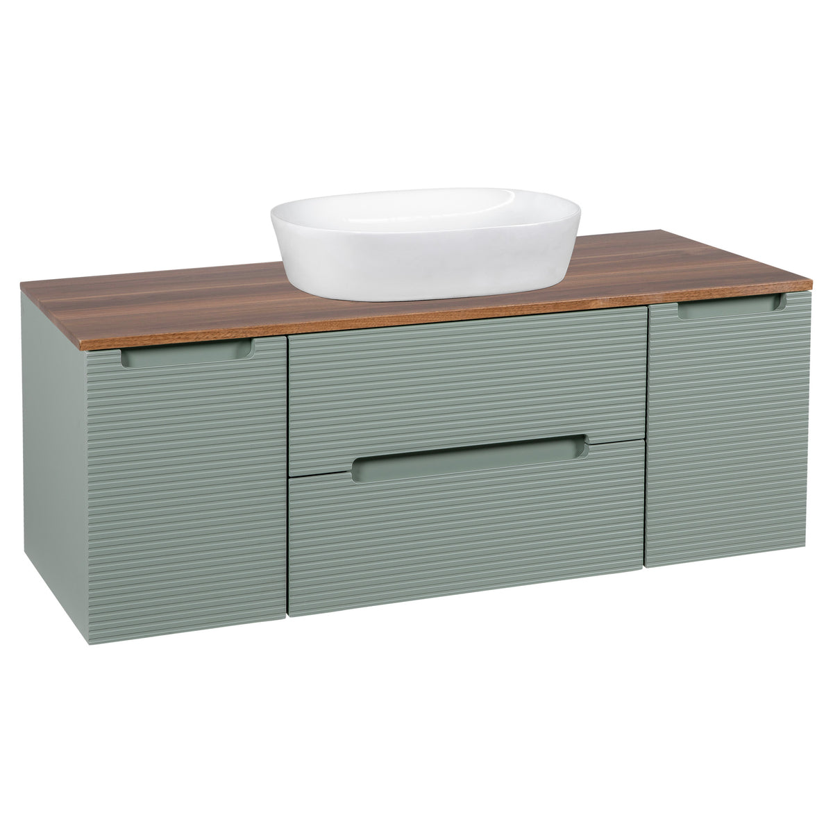 Tailored Monza Plus Fluted Wall Hung Vanity with 2 Side Cabinets & Counter Top
