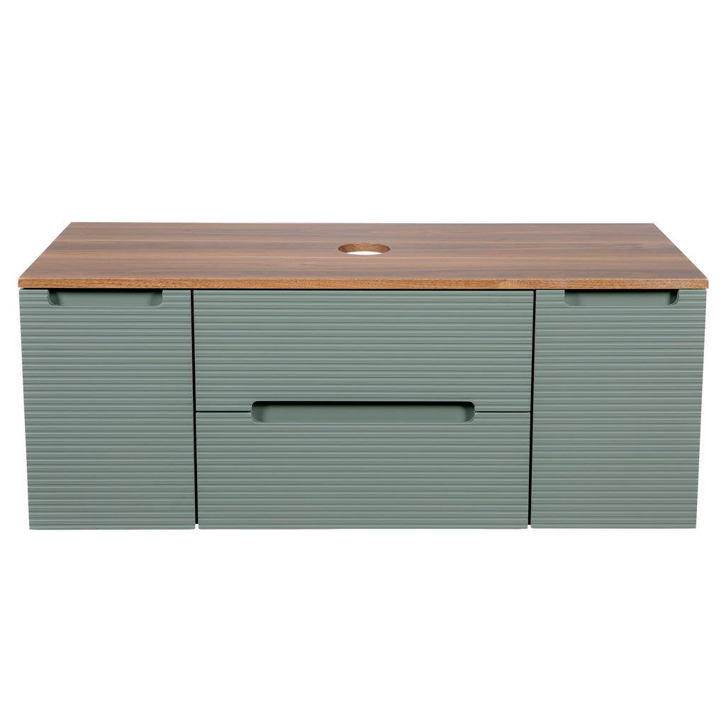 Tailored Monza Plus Fluted Wall Hung Vanity with 2 Side Cabinets & Counter Top
