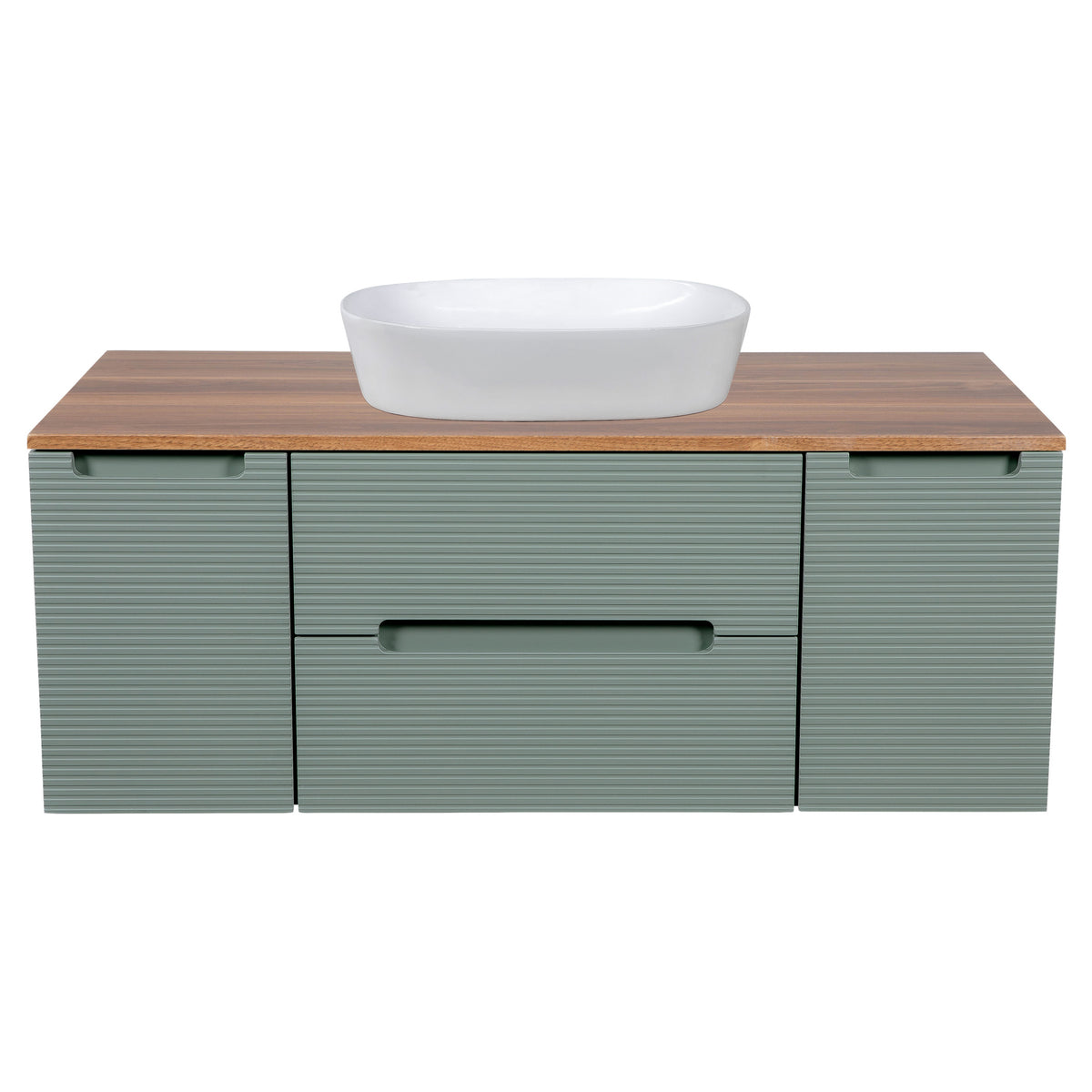 Tailored Monza Plus Fluted Wall Hung Vanity with 2 Side Cabinets & Counter Top