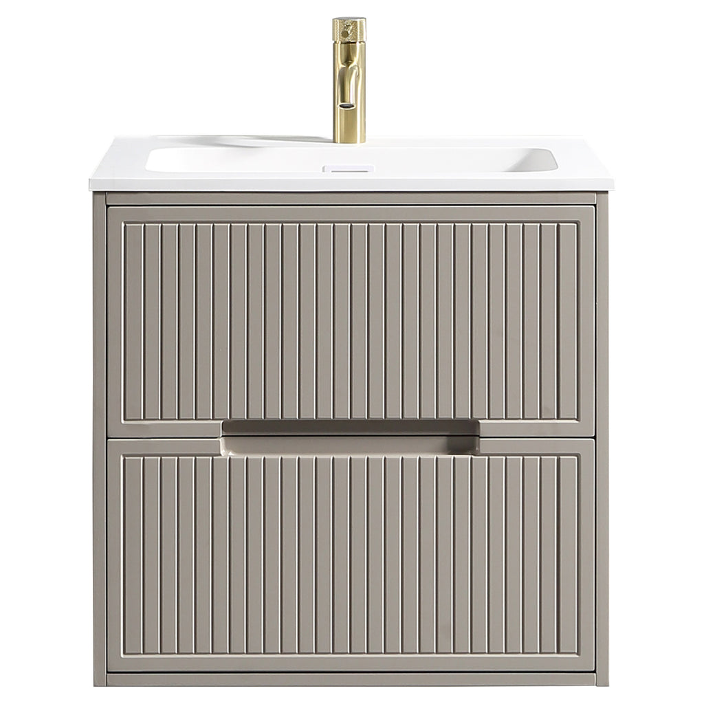 Tailored Bolzana Two Drawer Wall Hung Vanity & Matte Basin 600mm, Soft Coffee - view 5