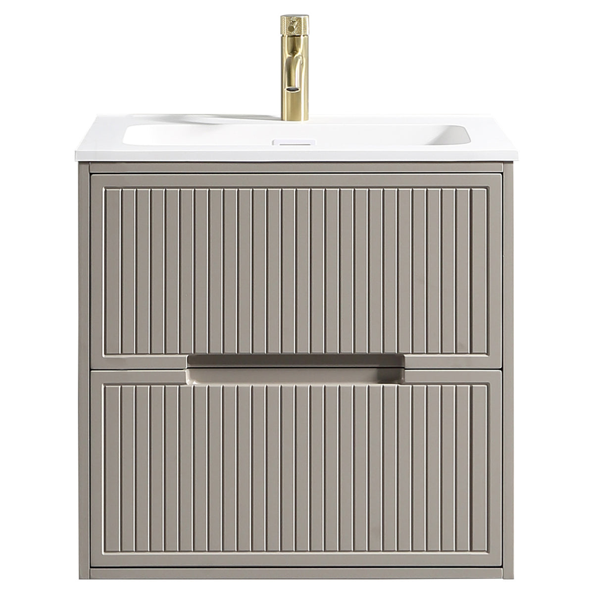 Tailored Bolzana Two Drawer Wall Hung Vanity & Matte Basin 600mm, Soft Coffee - view 5
