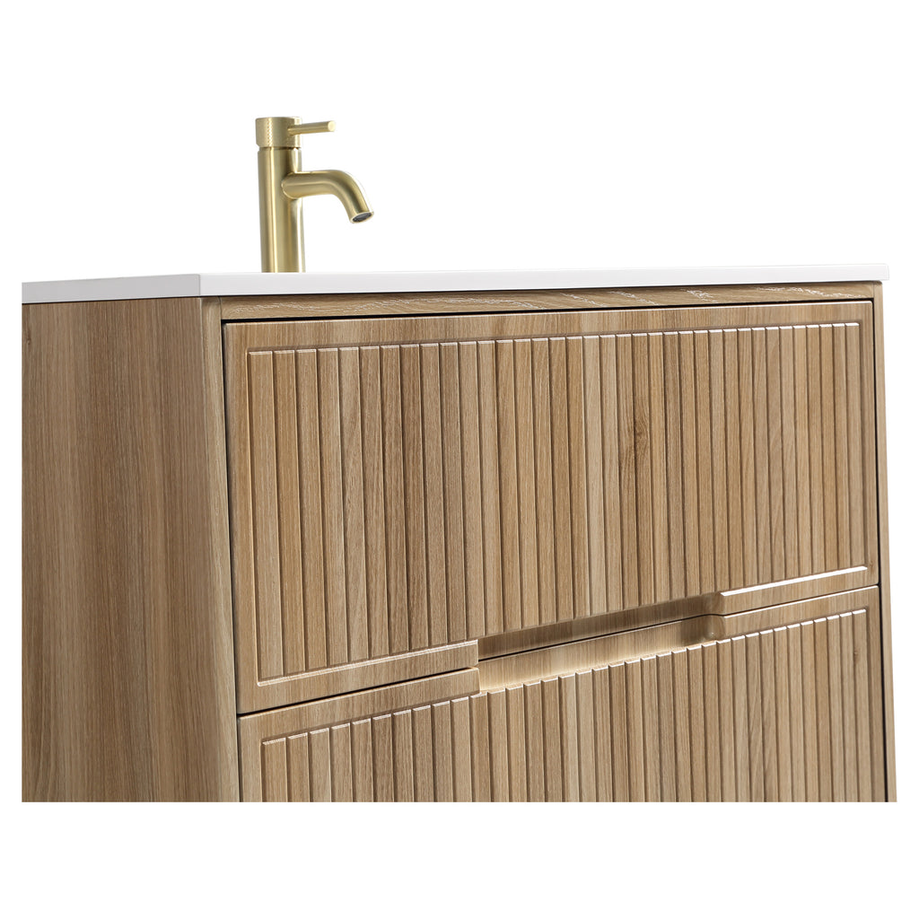 Tailored Bolzana Two Drawer Wall Hung Vanity & Matte Basin 800mm, Country Oak - view 7