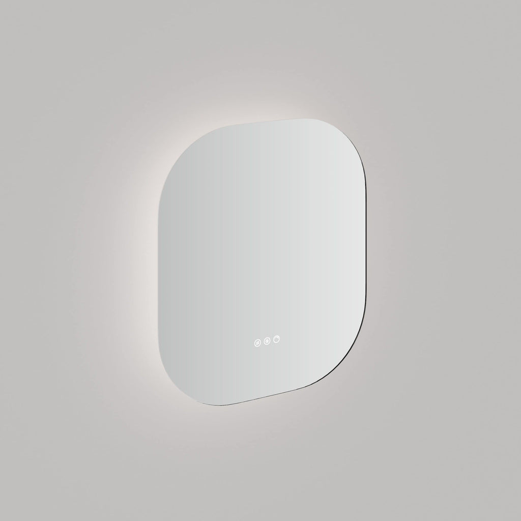 Wireless bathroom mirror with LED lighting, touch controls, and anti-fog feature for modern, stylish bathroom decor. Perfect for grooming and enhancing bathroom aesthetics.