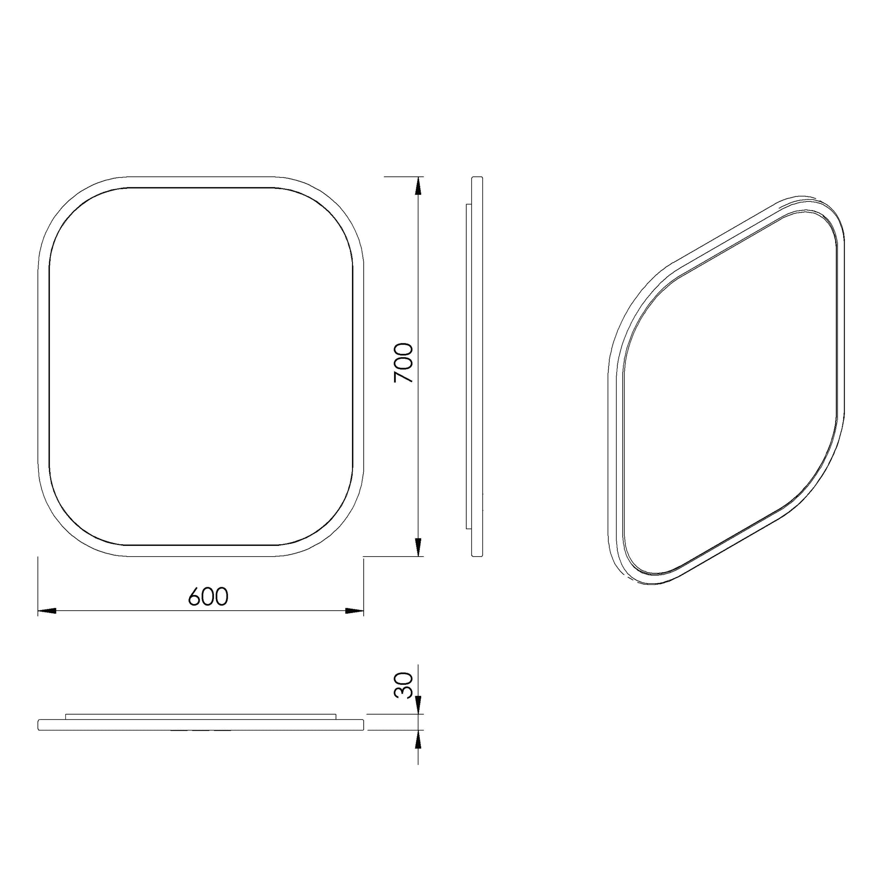 Sleek, modern shower splash guard with rounded edges, 700mm high and 600mm wide, designed for stylish bathroom protection and easy installation.