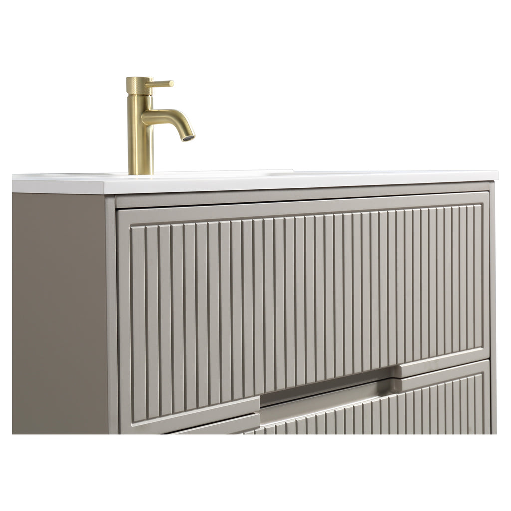 Tailored Bolzana Two Drawer Wall Hung Vanity & Matte Basin 800mm, Soft Coffee - view 8
