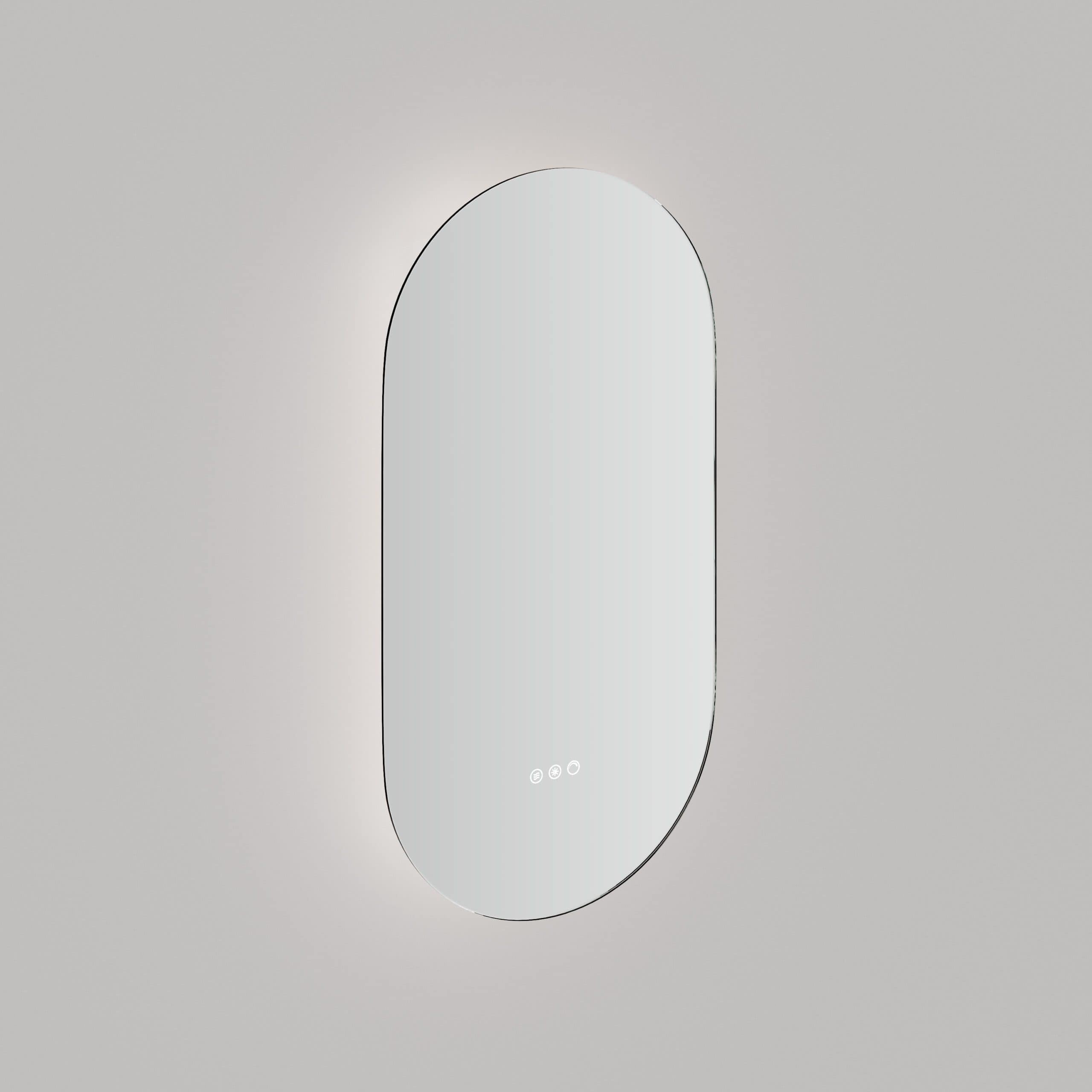 Sleek modern backlit mirror for bathrooms with touch controls, ideal for enhancing bathroom aesthetics and functionality.