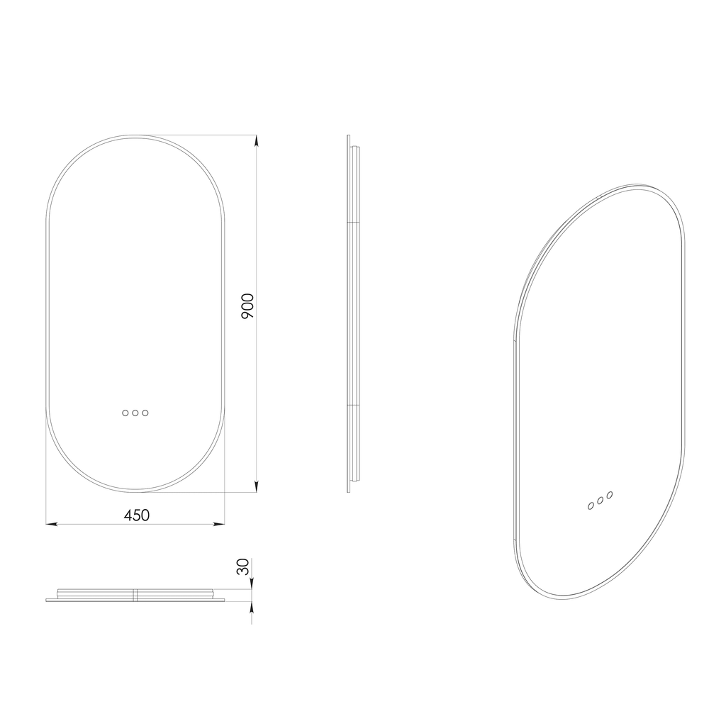 Sleek modern oval shower panel with minimalist design, featuring dimensions 900mm x 450mm, ideal for contemporary bathroom upgrades and luxurious shower experiences.