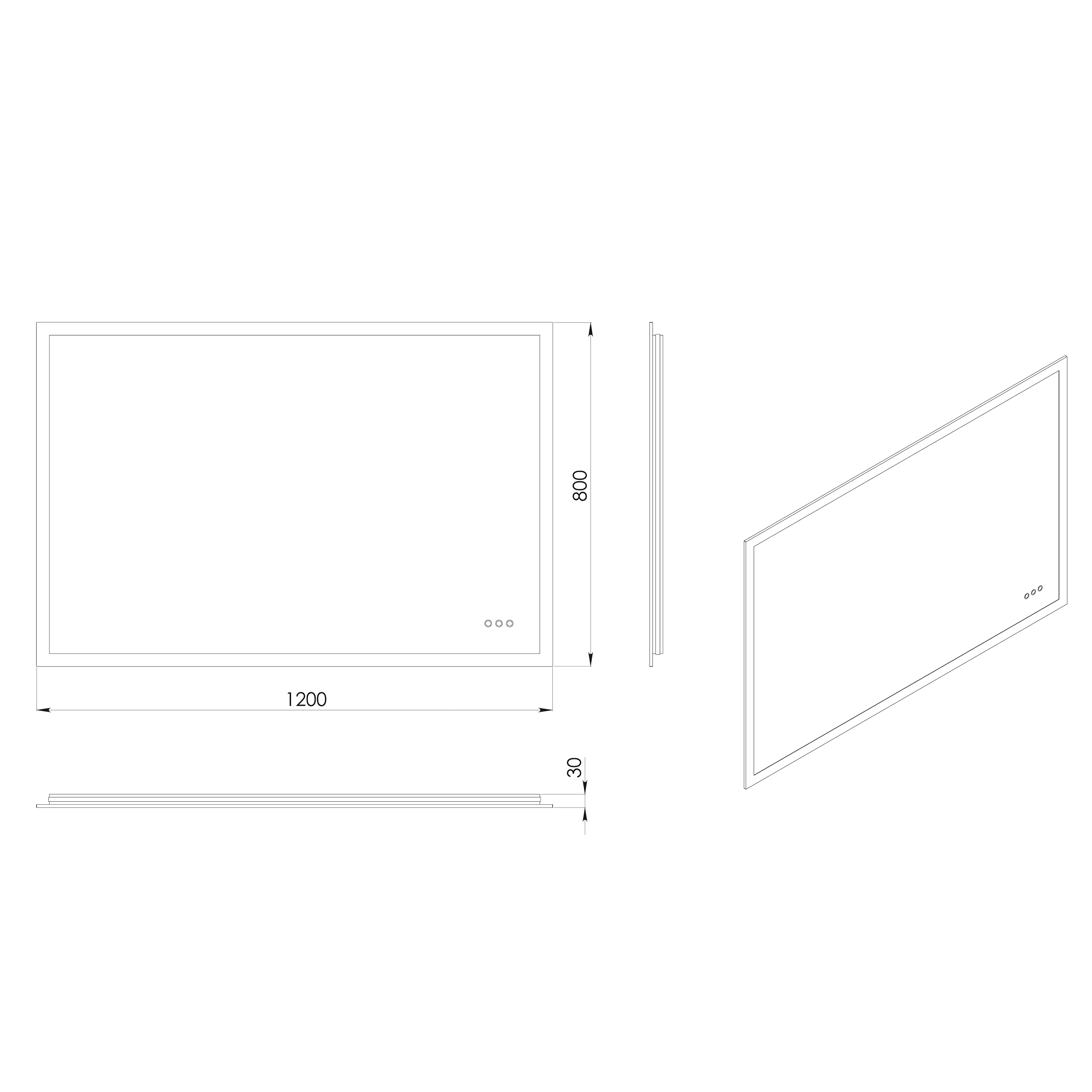 Sleek modern bathroom mirror with integrated lighting, measuring 1200mm x 800mm, designed for contemporary bathroom decor, providing both style and functionality.