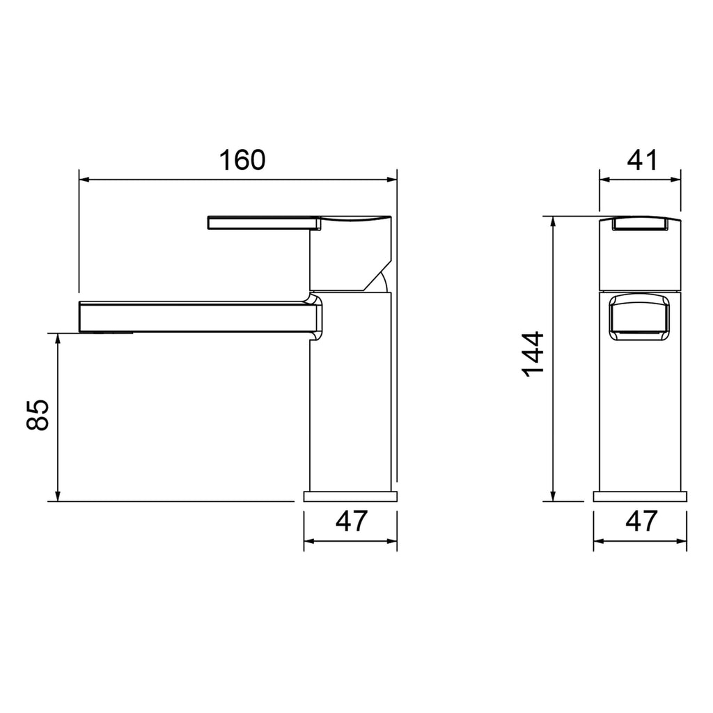 Slim modern bathroom basin and tap design with precise measurements, perfect for contemporary bathroom renovation projects, showcasing durable materials and sleek aesthetics.