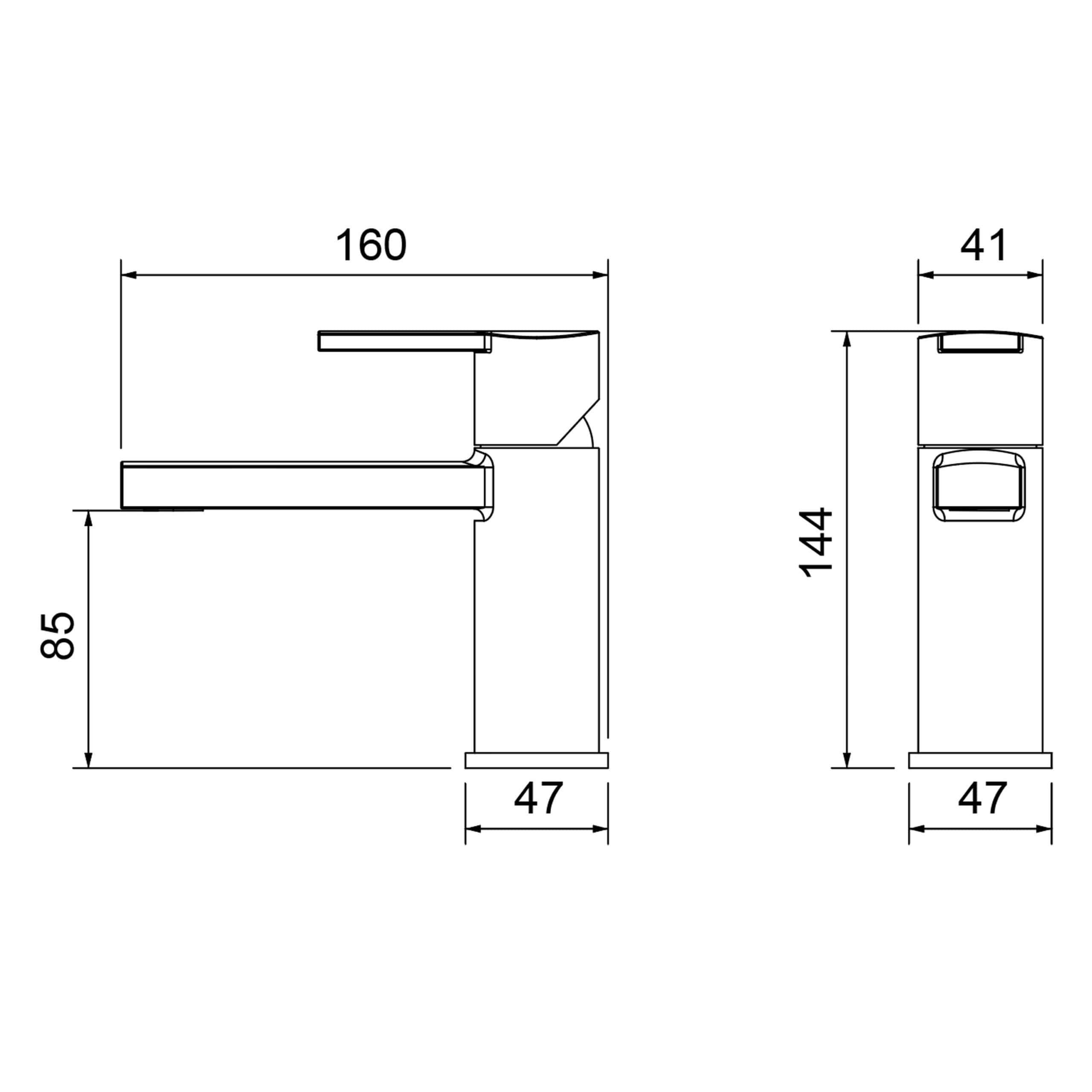 Slim modern bathroom basin and tap design with precise measurements, perfect for contemporary bathroom renovation projects, showcasing durable materials and sleek aesthetics.
