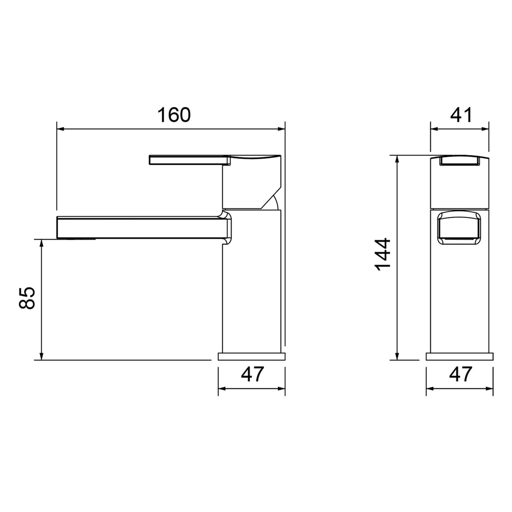 High-resolution technical drawing of Bubly Bathroom sink with detailed measurements, showcasing modern design and dimensions for bathroom renovation projects.