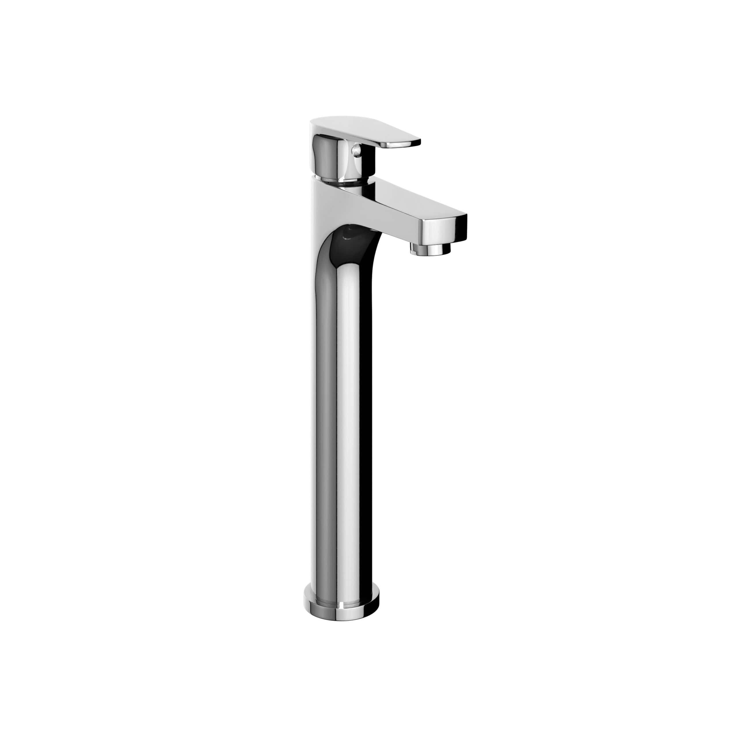 Sleek modern chrome bathroom sink faucet with single lever handle, ideal for contemporary bathroom designs. Durable, stylish, and easy to install for upgraded bathroom functionality.