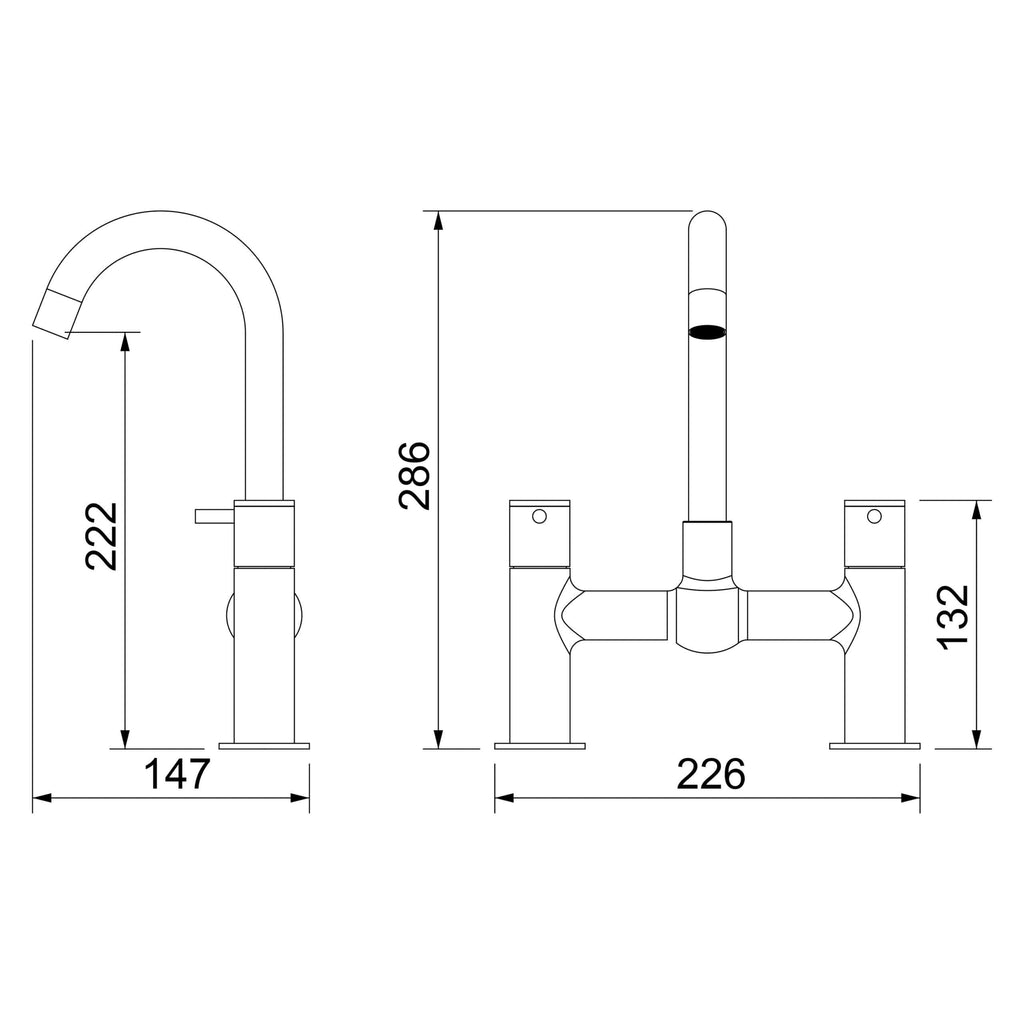 Sleek modern kitchen faucet with high arc spout, chrome finish, and dual handles, designed for easy installation and durability in contemporary bathrooms and kitchens.