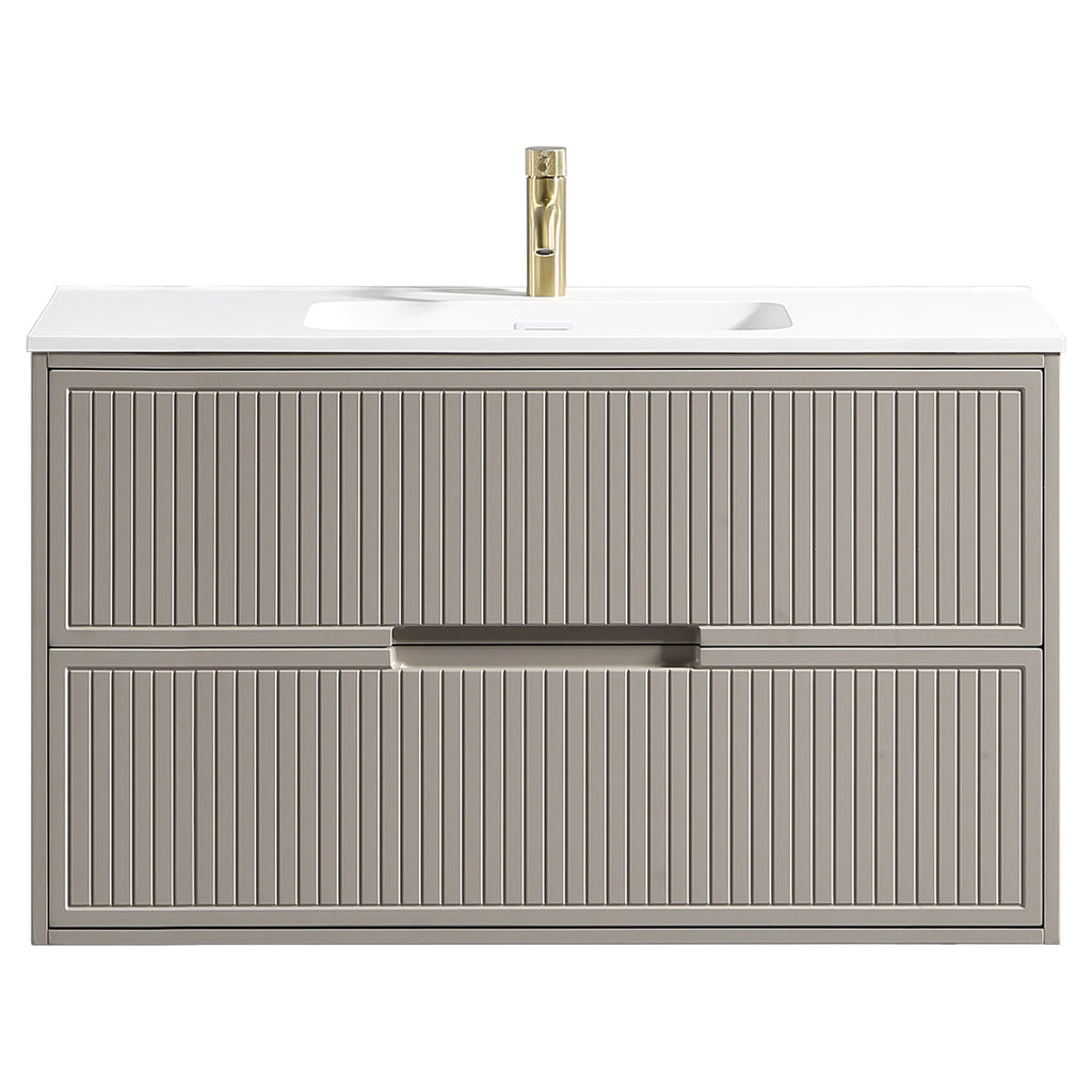 Tailored Bolzana Two Drawer Wall Hung Vanity & Matte Basin 1000mm, Soft Coffee - view 4