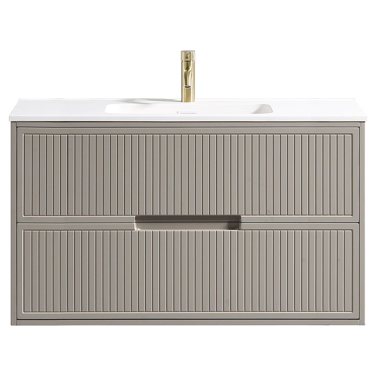 Tailored Bolzana Two Drawer Wall Hung Vanity & Matte Basin 1000mm, Soft Coffee - view 4