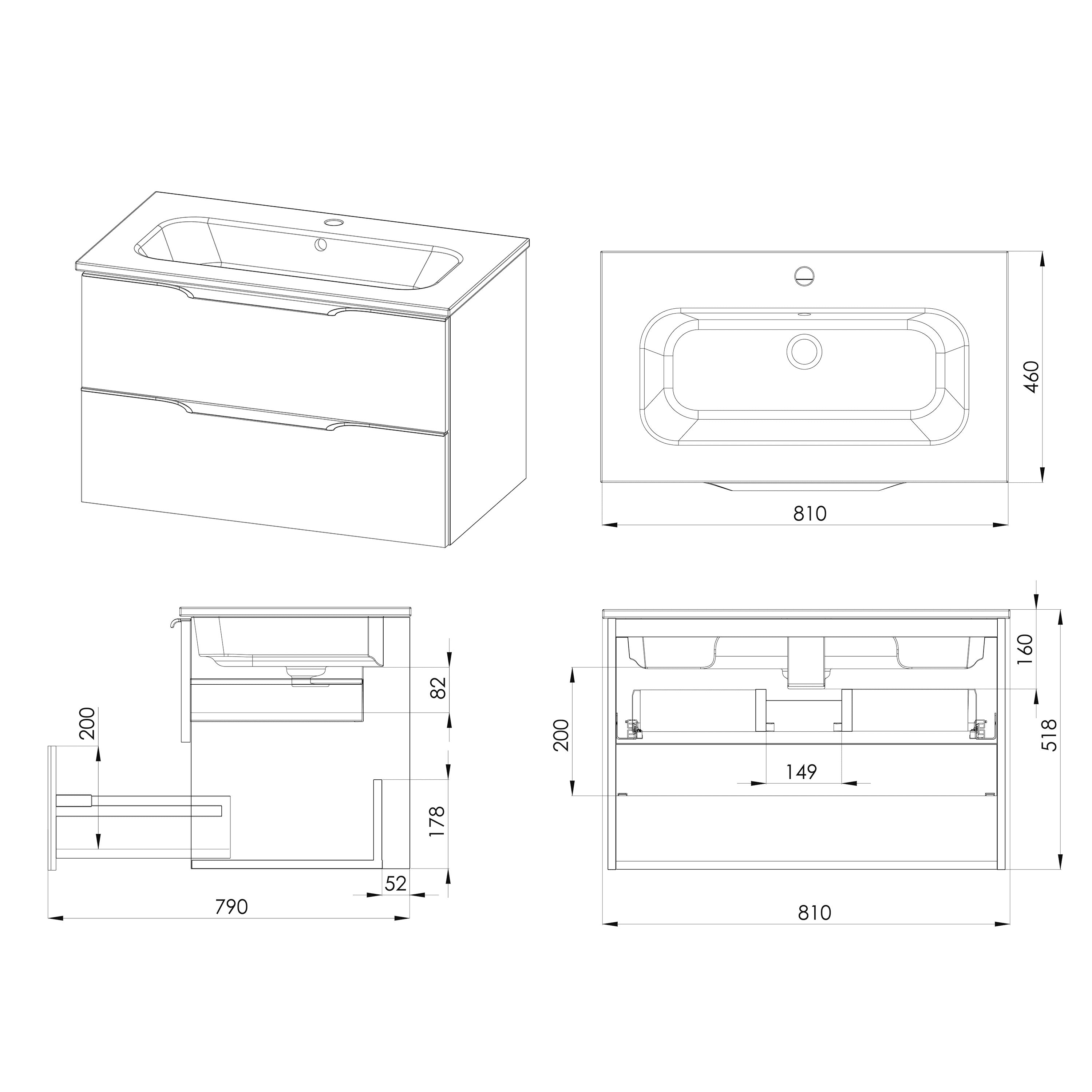 Sleek modern bathroom vanity unit with integrated sink, ideal for contemporary bathrooms, featuring clean lines, ample storage, and durable construction for stylish and functional bathroom design.