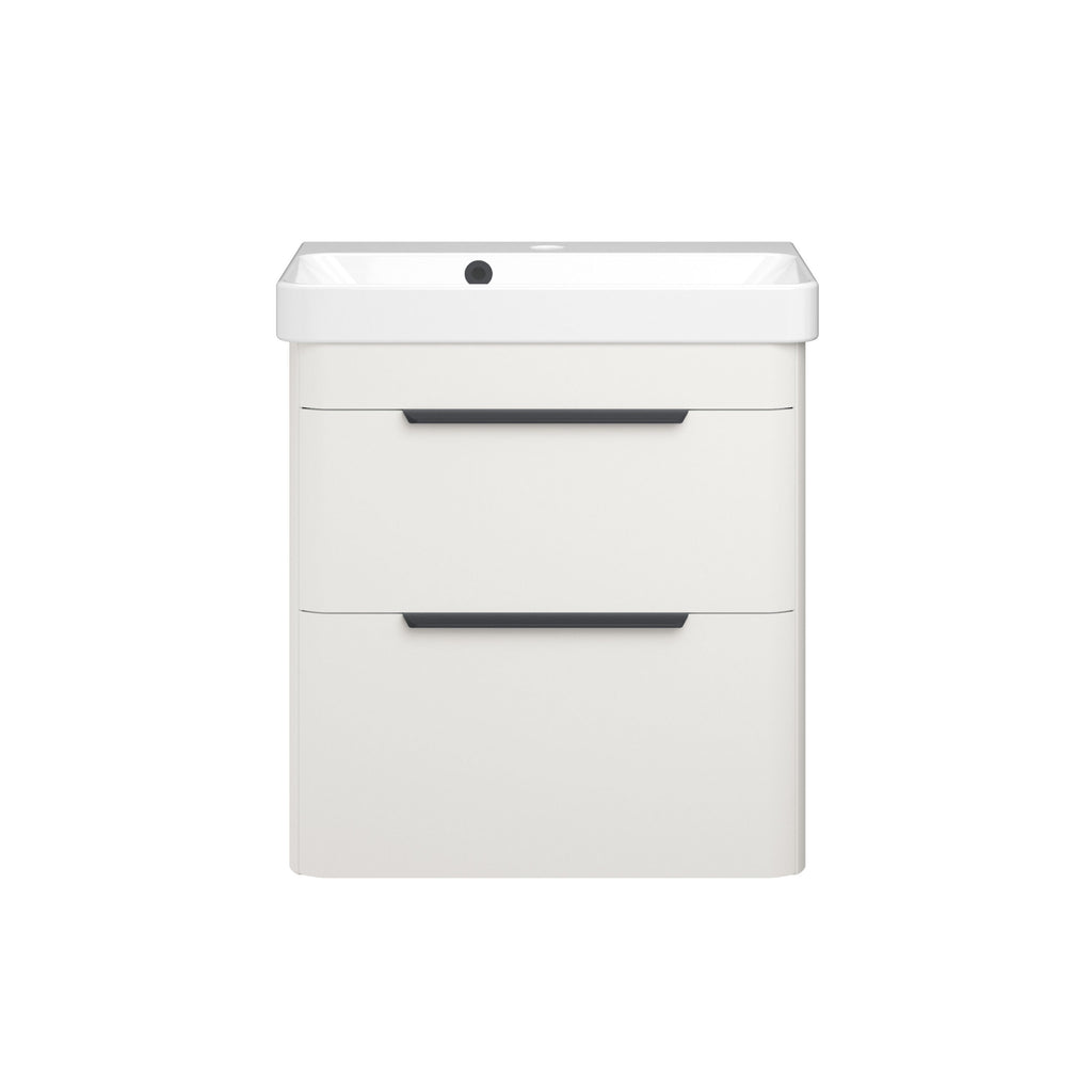 Compact modern bathroom vanity with integrated sink and storage drawers, ideal for stylish and functional bathroom design.
