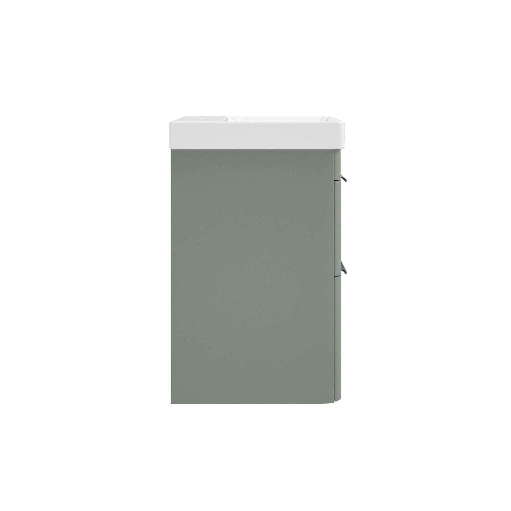 Sink unit with grey cabinet and white basin, ideal for modern bathroom or utility room, providing stylish storage and functionality.