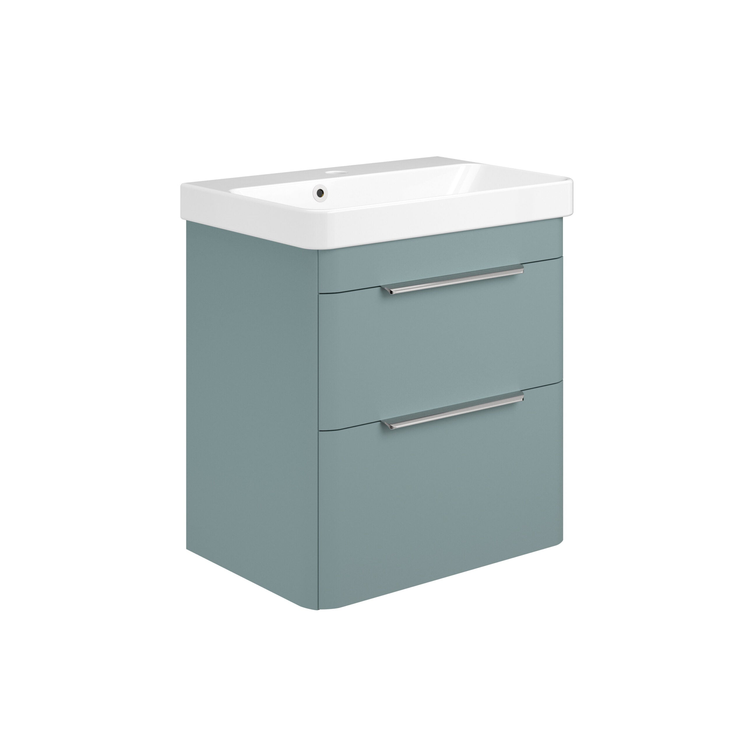 Modern bathroom vanity unit with integrated sink, soft-close drawers, in a stylish blue finish, ideal for contemporary bathroom interiors, offering practical storage and elegant design.