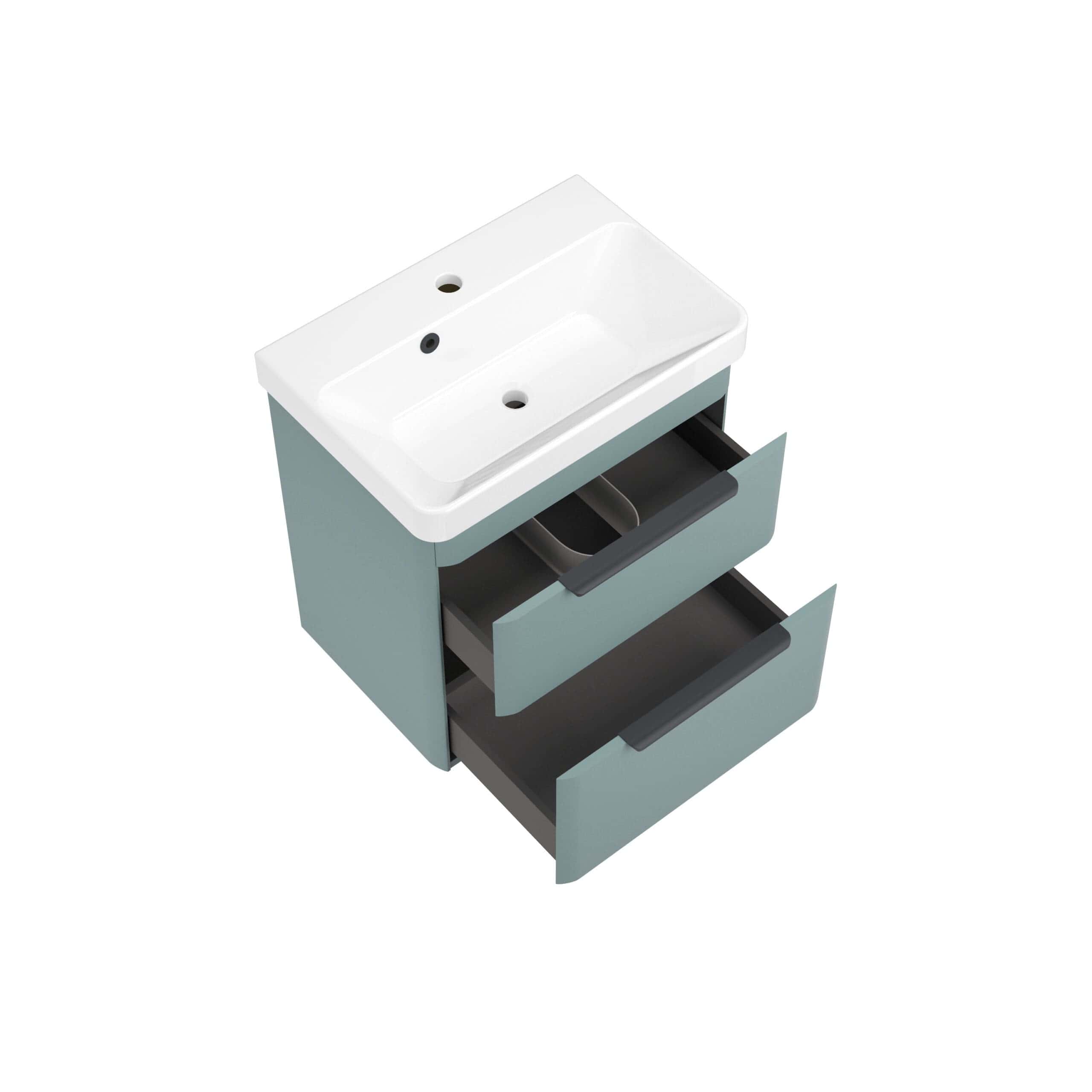 Sleek bathroom vanity unit with integrated sink and storage drawers, perfect for modern bathroom designs and organisation. Stylish and functional for contemporary spaces.