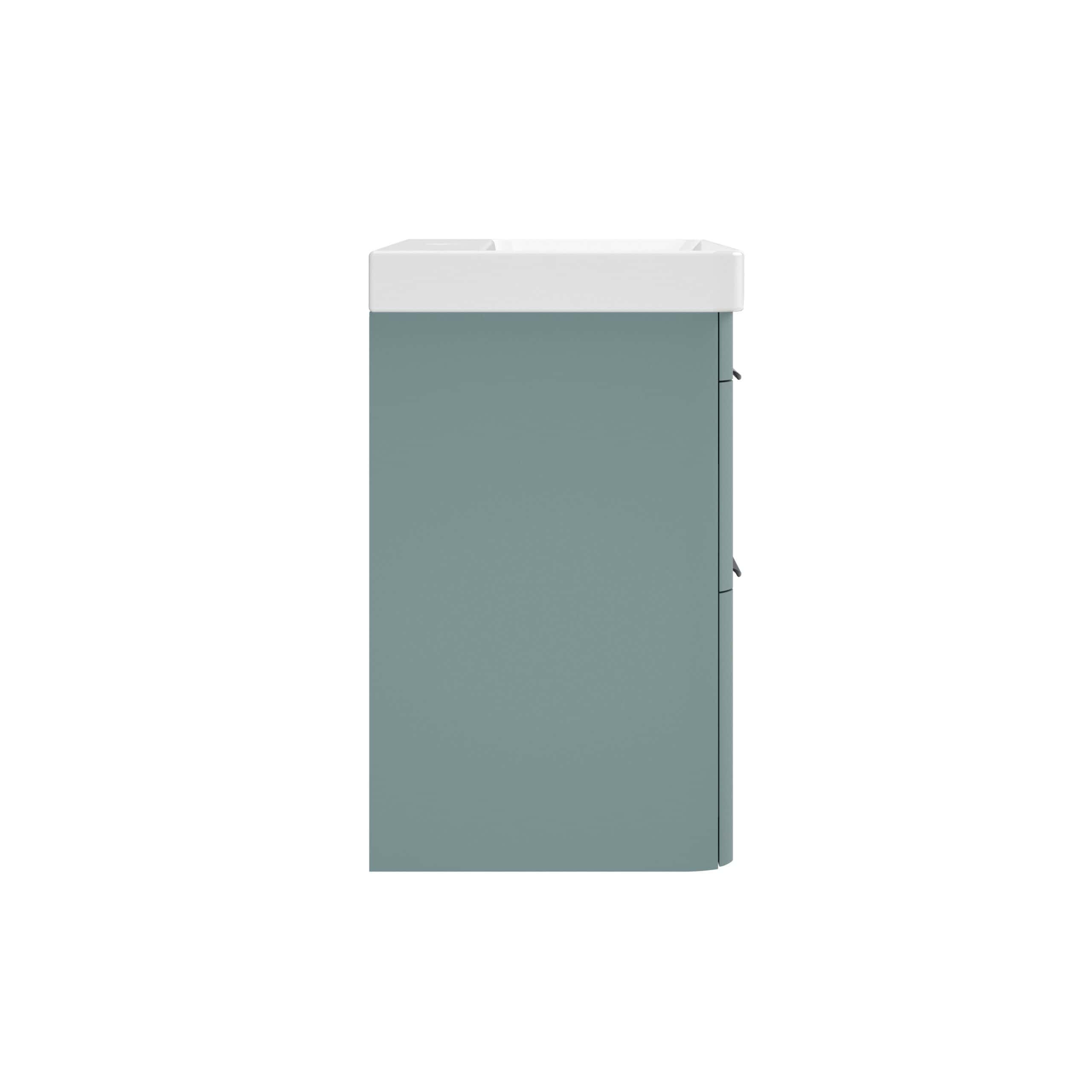 Modern blue bathroom vanity with a ceramic sink, waterproof storage cabinet, and sleek design, ideal for contemporary bathroom interiors and optimal storage solutions.