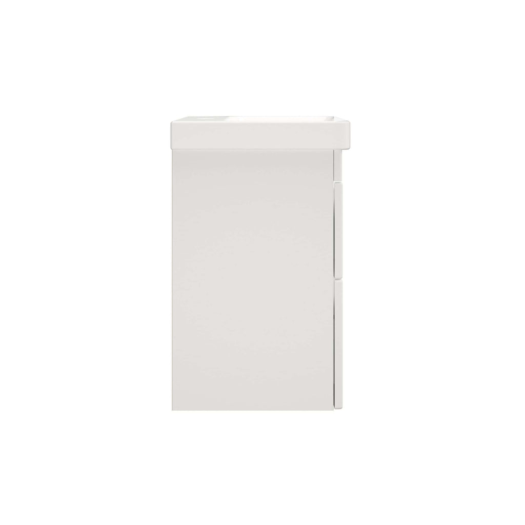 Minimalist white bathroom cabinet with integrated sink and storage space, ideal for modern bathrooms. Quality and durability guaranteed, perfect for stylish bathroom furniture solutions.
