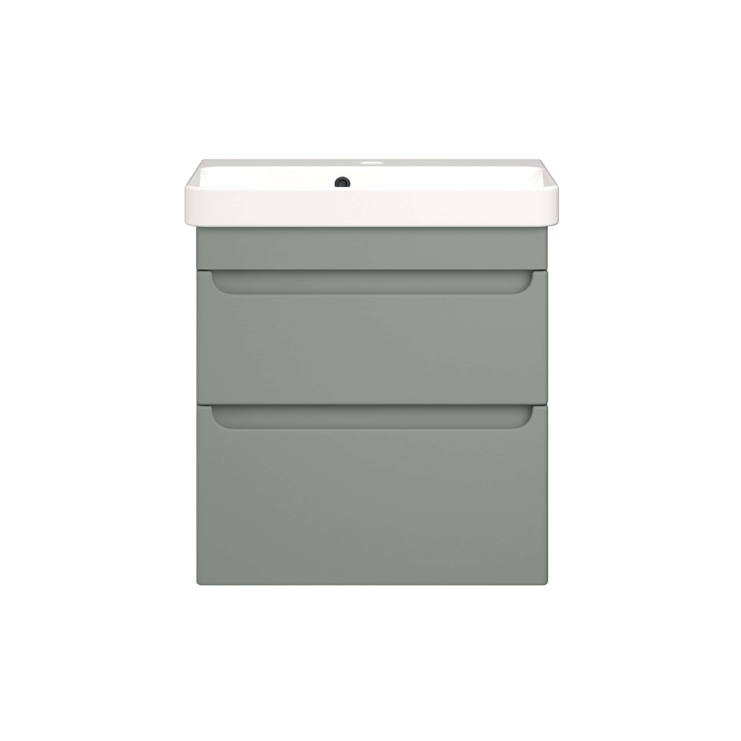 Sleek grey bathroom vanity with integrated sink and storage drawers, modern design ideal for contemporary bathrooms, durable material and space-efficient for optimal organisation.