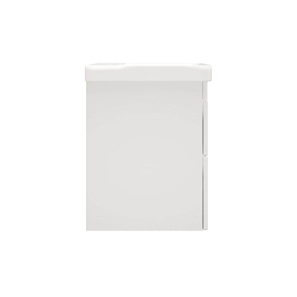 Sleek white bathroom cabinet with minimalistic design, ideal for modern bathrooms, providing storage and style. Perfect for organising toiletries and enhancing bathroom aesthetics.