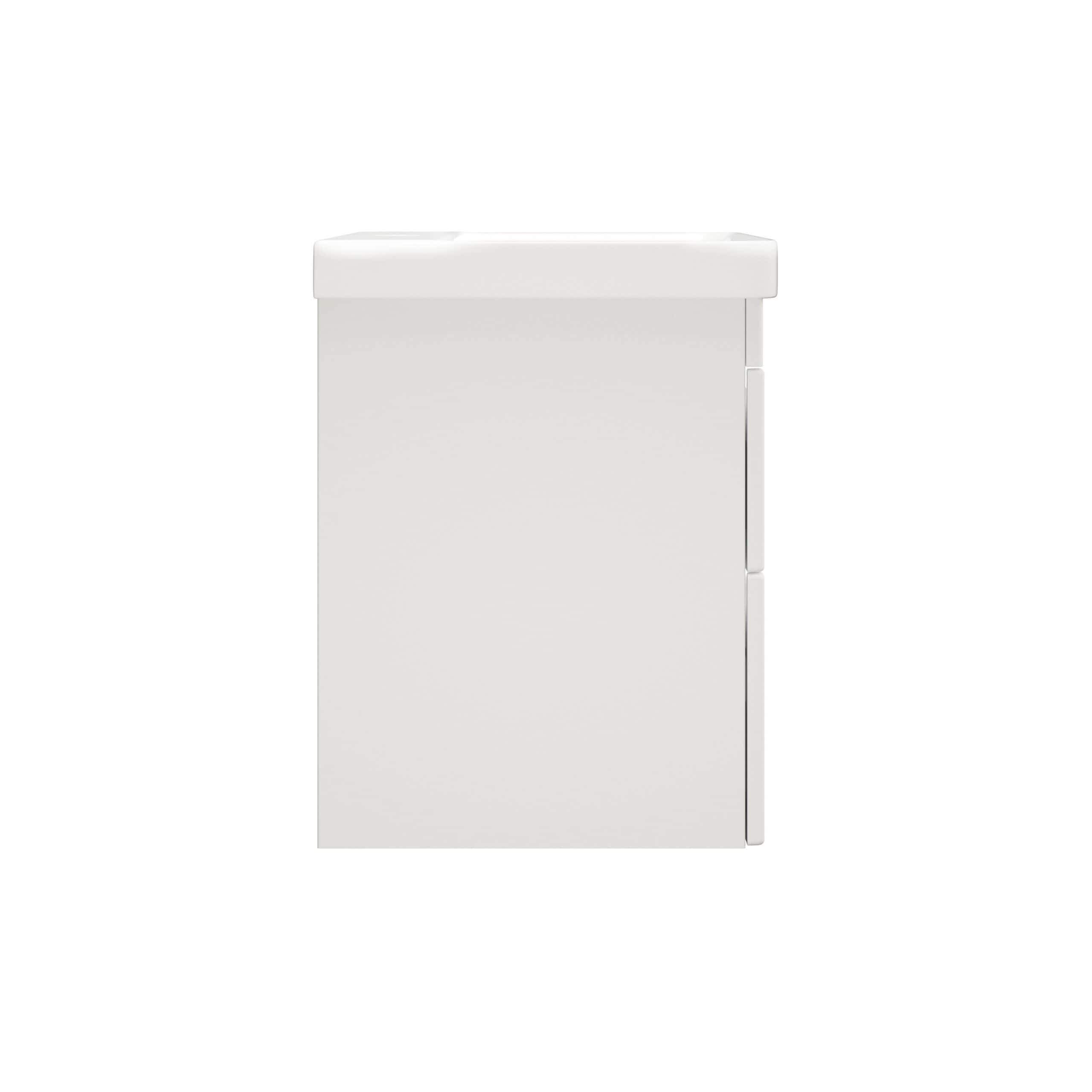 Sleek white bathroom cabinet with minimalistic design, ideal for modern bathrooms, providing storage and style. Perfect for organising toiletries and enhancing bathroom aesthetics.