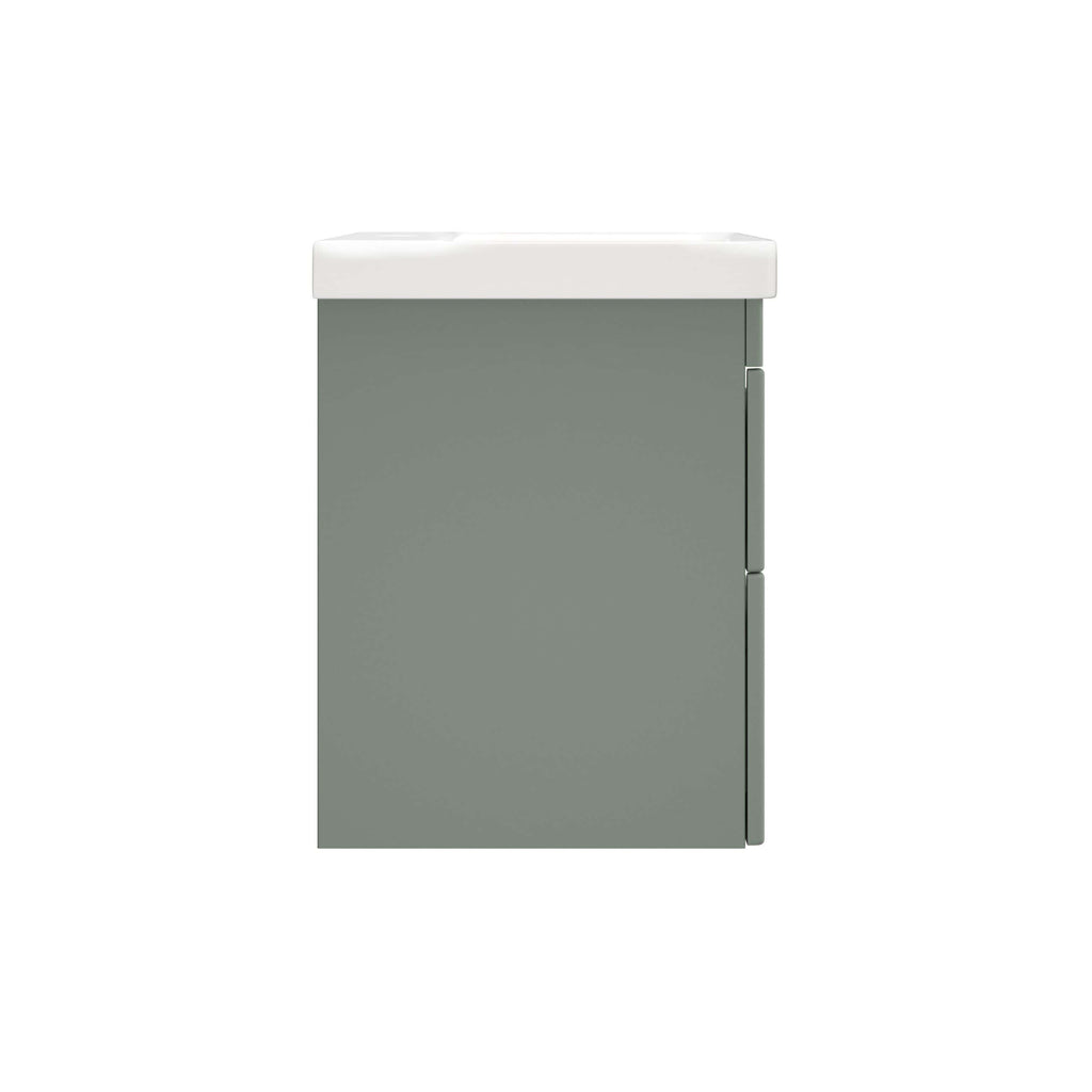 Sleek grey bathroom vanity with integrated sink, modern design, perfect for contemporary bathrooms, offering practical storage and style, by Bubly Bathrooms UK.