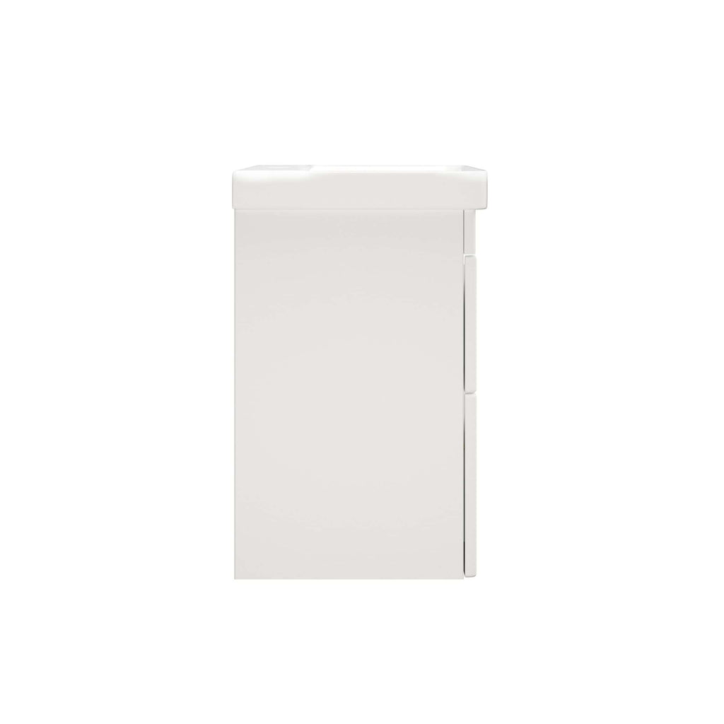 Modern white bathroom vanity cabinet with sleek design, ideal for contemporary bathroom storage solutions. Perfect for organising toiletries and accessories in style.