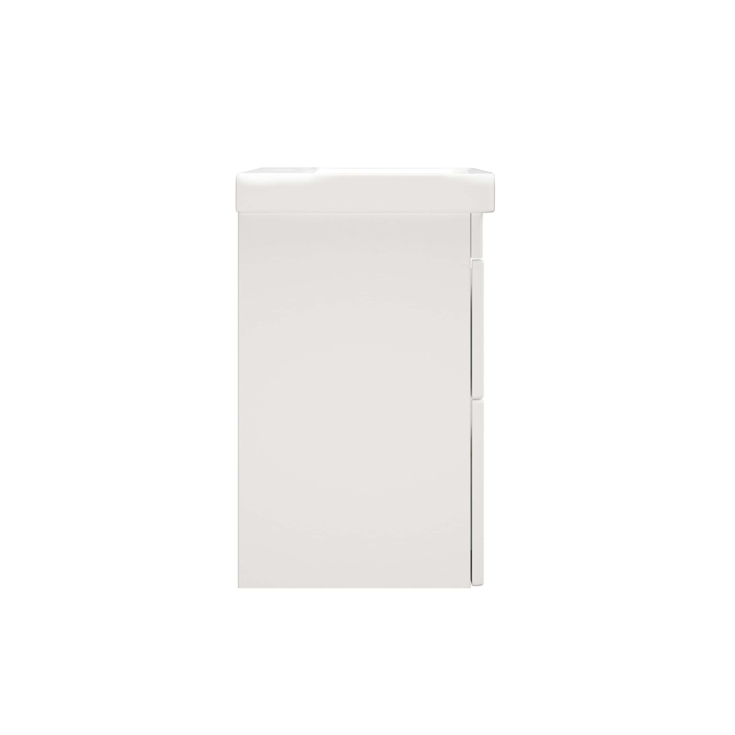 Modern white bathroom vanity cabinet with sleek design, ideal for contemporary bathroom storage solutions. Perfect for organising toiletries and accessories in style.