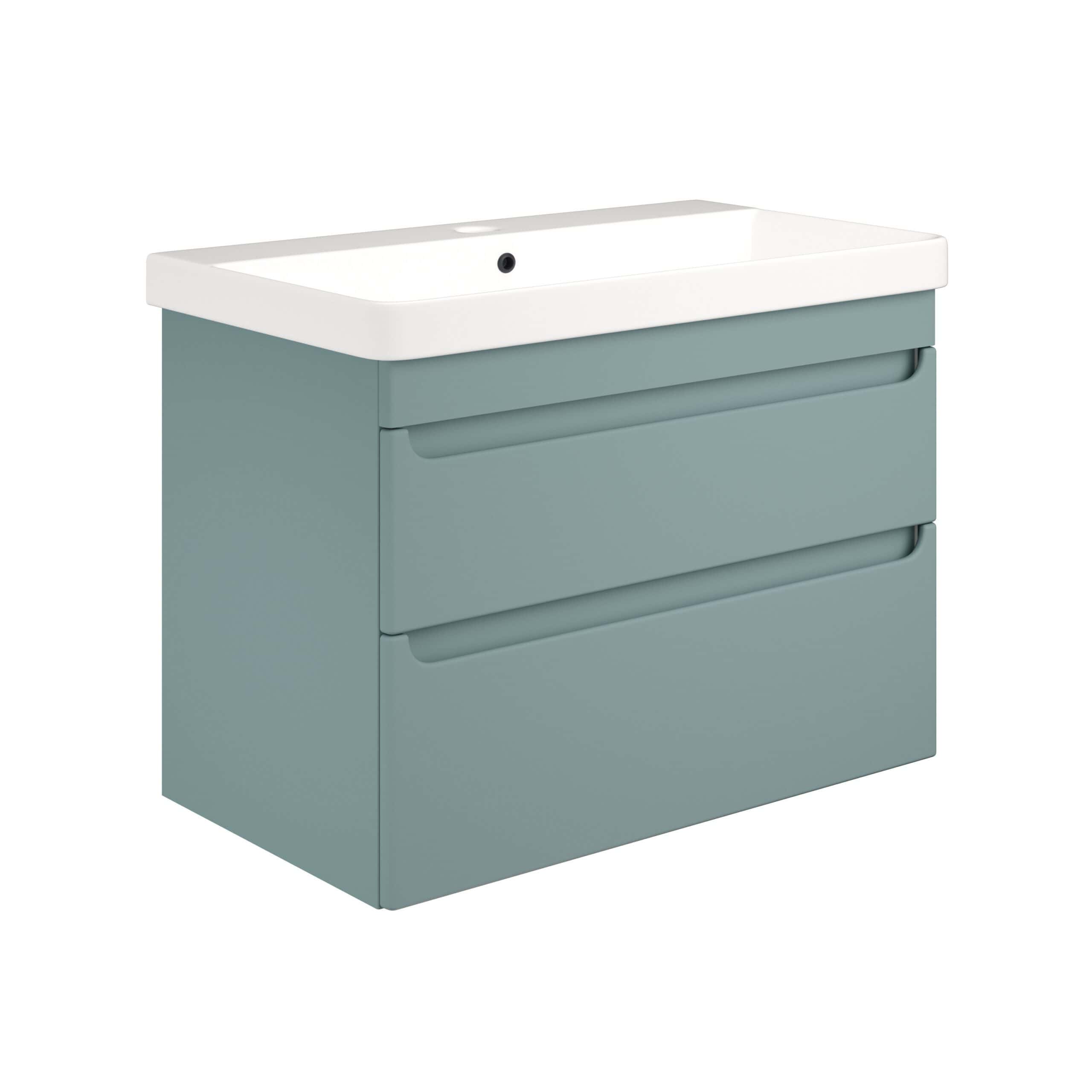 Sleek blue bathroom vanity with integrated sink and modern drawer handles, perfect for contemporary bathrooms. Durable, stylish, easy to maintain and ideal for enhancing bathroom storage solutions.