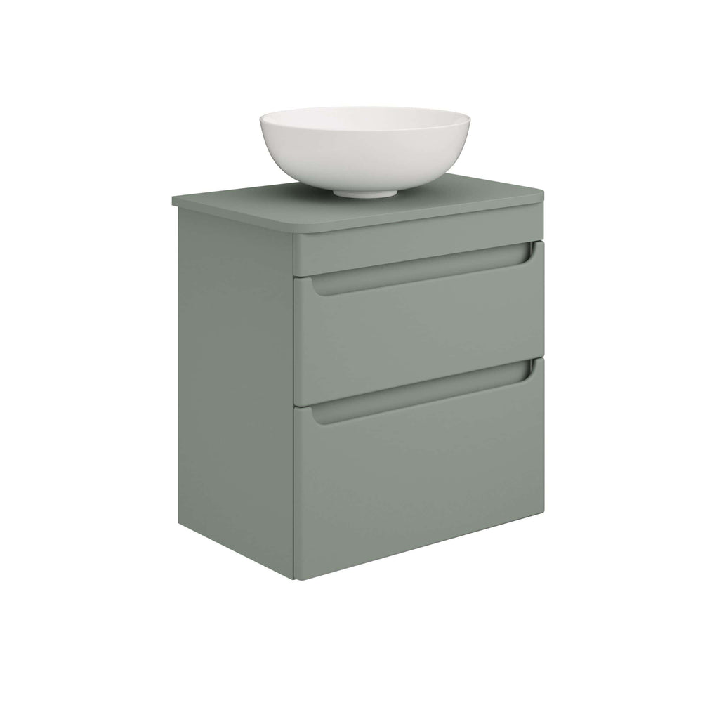 Contemporary grey bathroom vanity unit with a stylish white ceramic basin, modern storage drawers, and sleek design, perfect for enhancing bathroom decor and functionality.