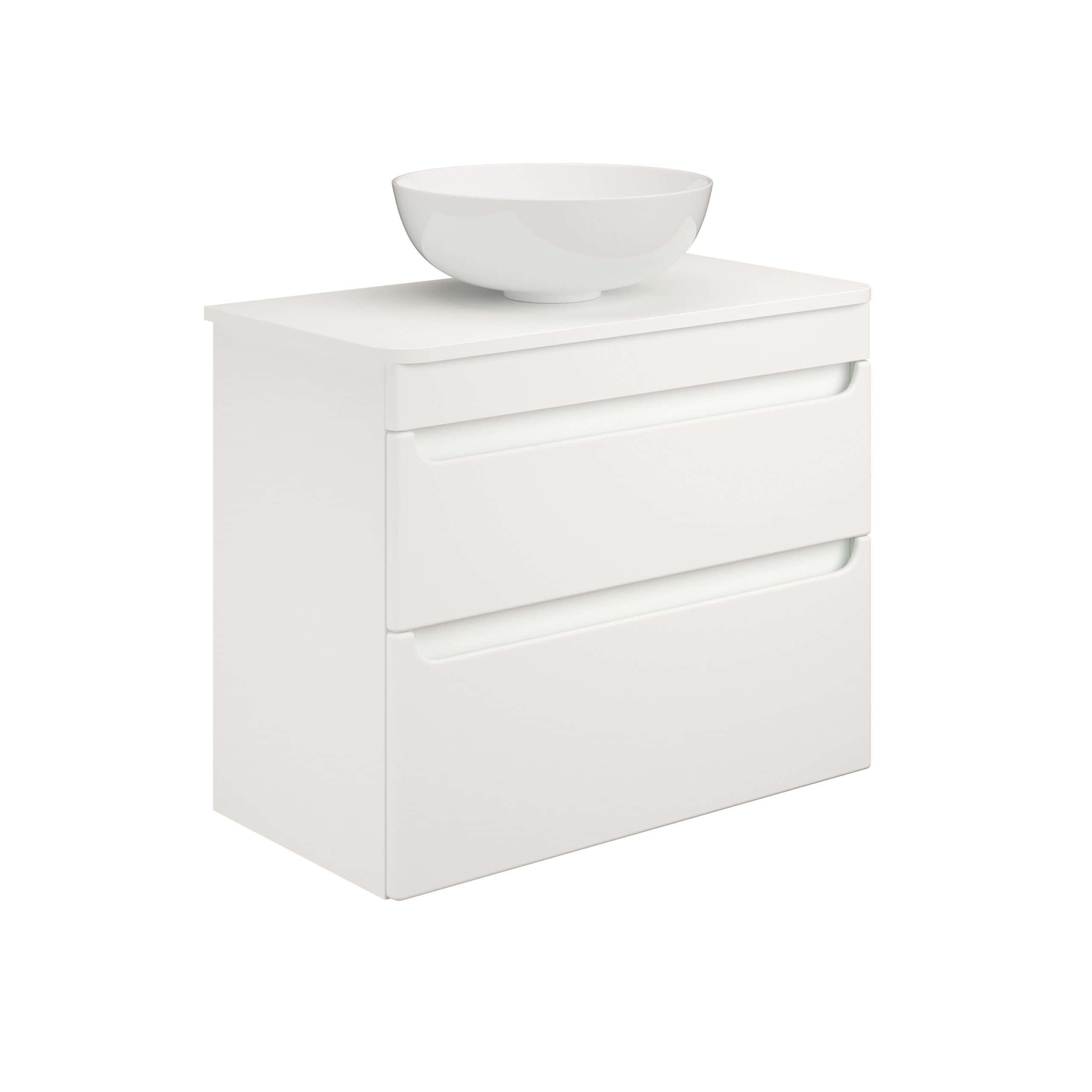 Sleek white bathroom vanity unit with integrated storage drawers and a modern ceramic basin, perfect for contemporary bathrooms seeking stylish and functional solutions.