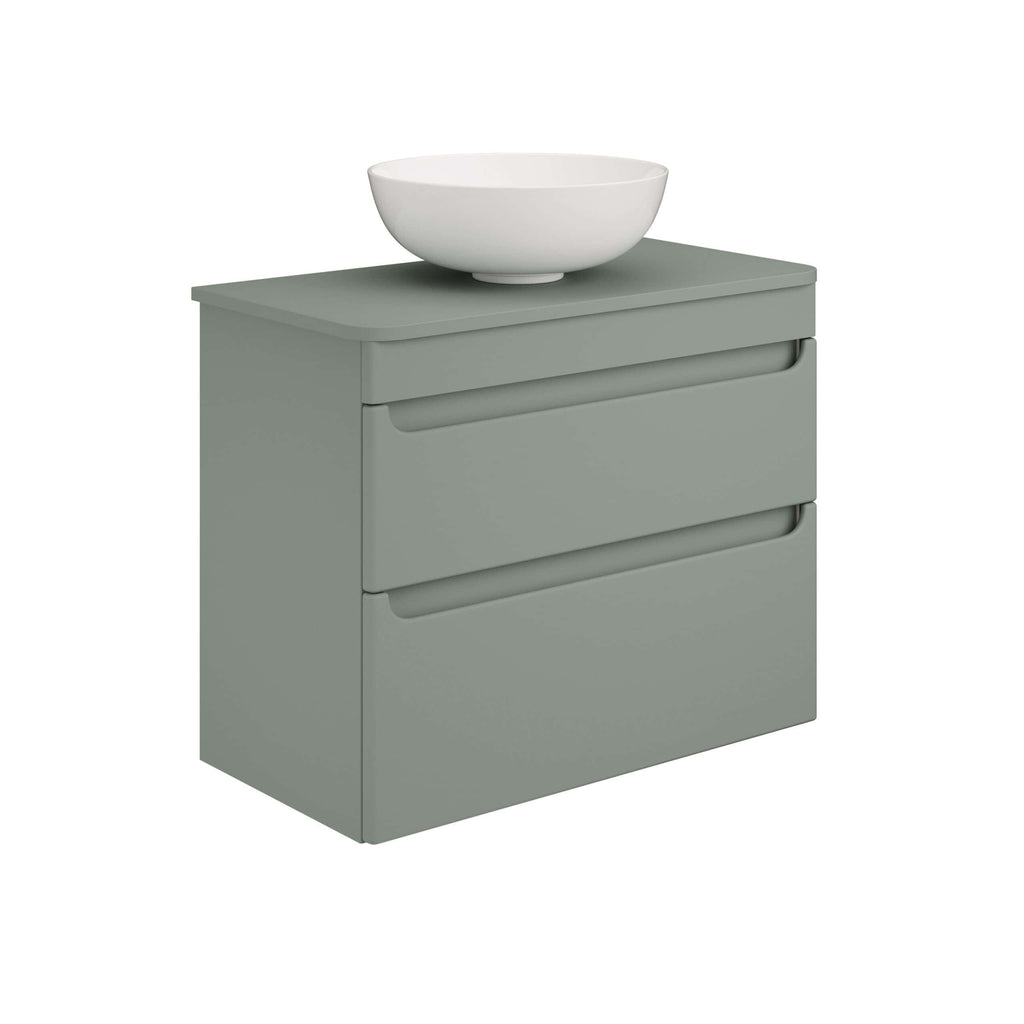 Sleek grey bathroom vanity unit with integrated drawers and a modern ceramic basin, ideal for contemporary bathroom storage solutions. Perfect for organised and stylish bathrooms.