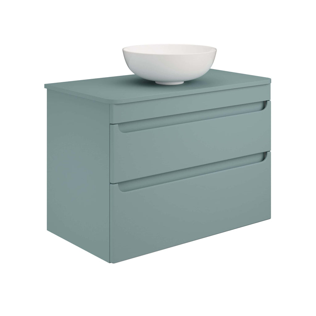 Modern blue bathroom vanity unit with integrated storage drawers and a white wash basin, perfect for stylish and functional bathroom design. Ideal for contemporary bathrooms seeking space-saving solutions.