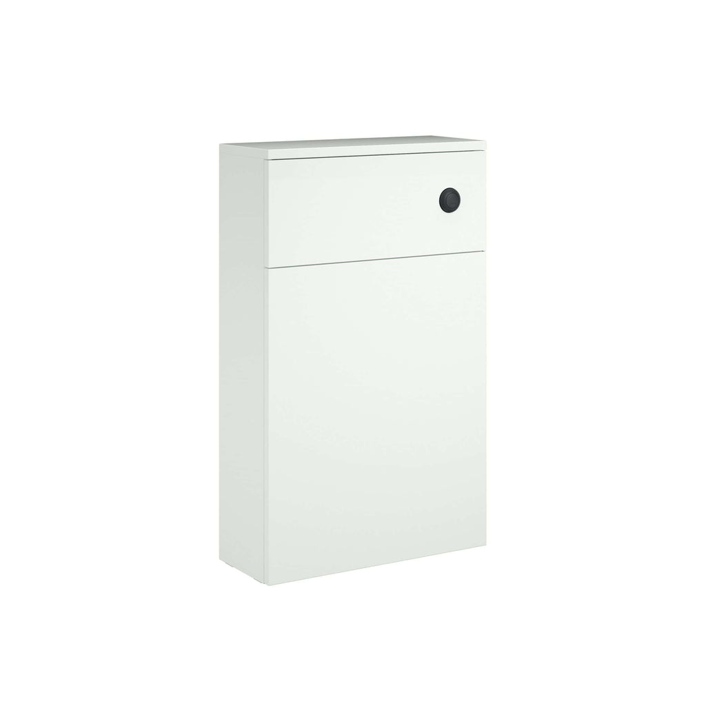 White bathroom storage cabinet with sleek design, ideal for modern bathrooms, featuring a high-quality finish and functional storage space for toiletries and accessories.