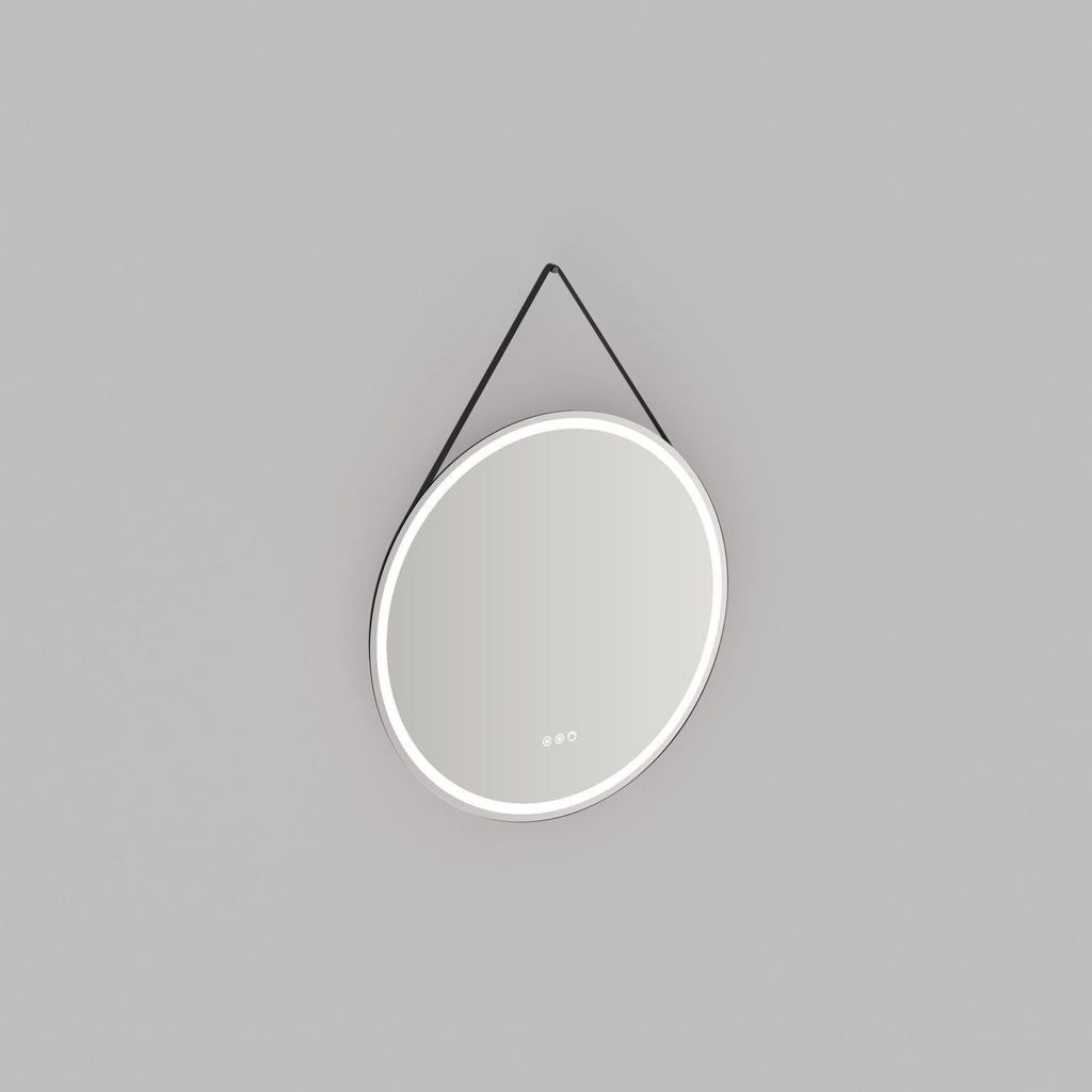 Minimalist oval LED mirror with touch controls, designed for modern bathrooms, featuring sleek lighting and a contemporary look for enhanced bathroom aesthetics.