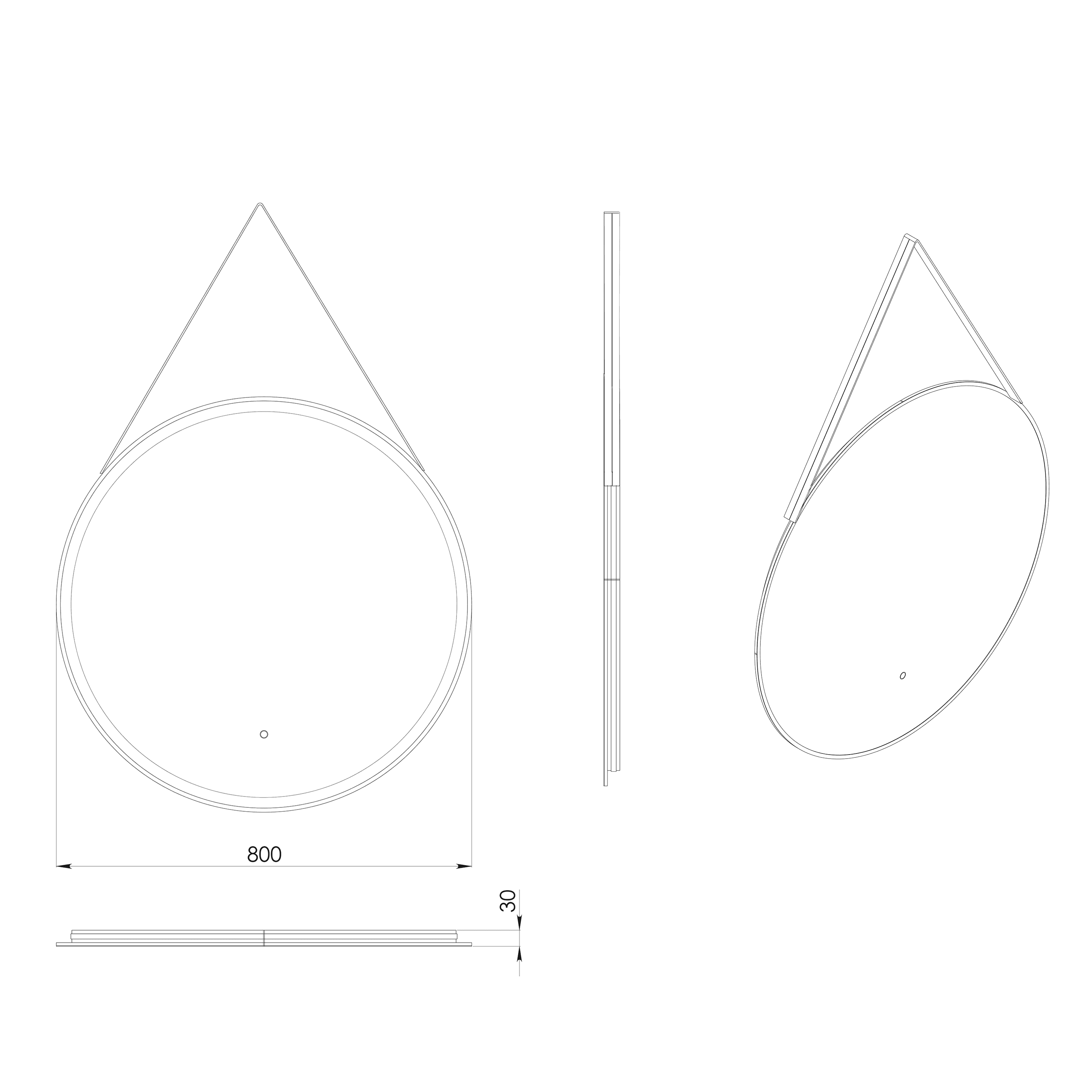 Sleek modern round shower tray with a minimalist design, featuring a 800mm diameter and 30mm height, ideal for contemporary bathroom renovations and walk-in shower installations.