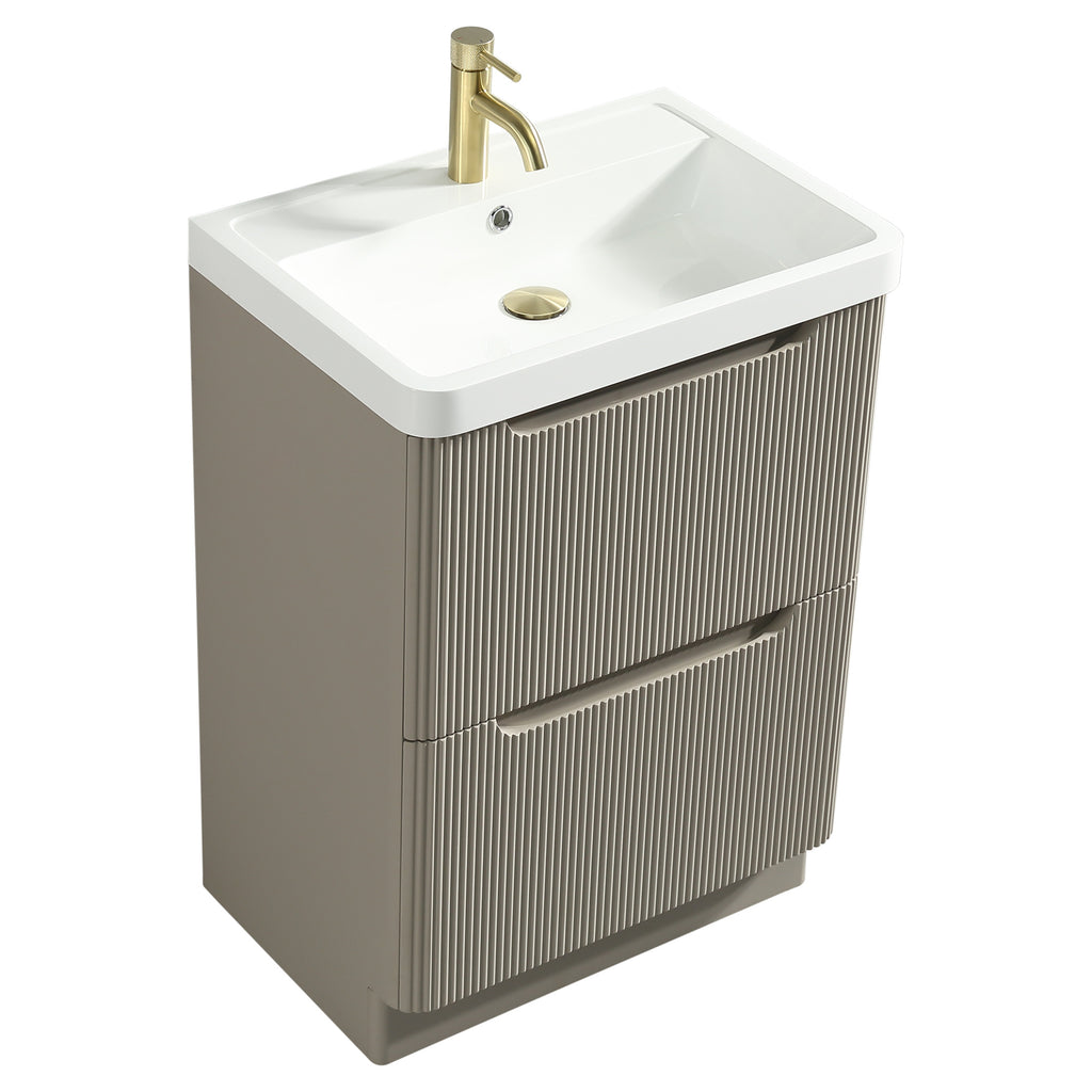 Tailored Monza 600mm Floor Standing Fluted Vanity & Basin, Soft Coffee - view 8
