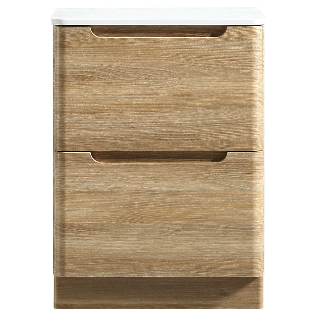 Tailored Monza 600mm Floor Standing Vanity with Sintered Stone Counter Top, Country Oak - view 1