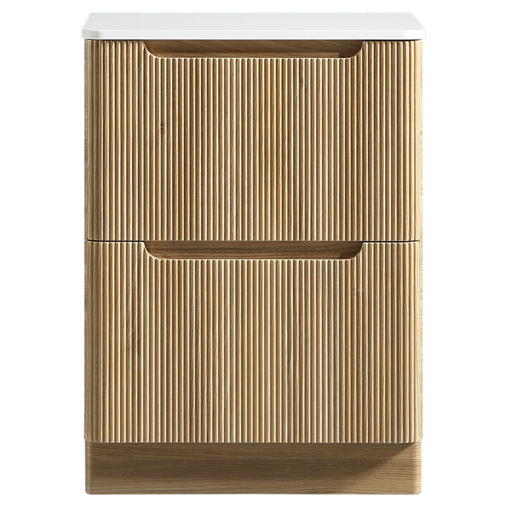 Tailored Monza 600mm Floor Standing Fluted Vanity with Sintered Stone Counter Top, Country Oak - view 4