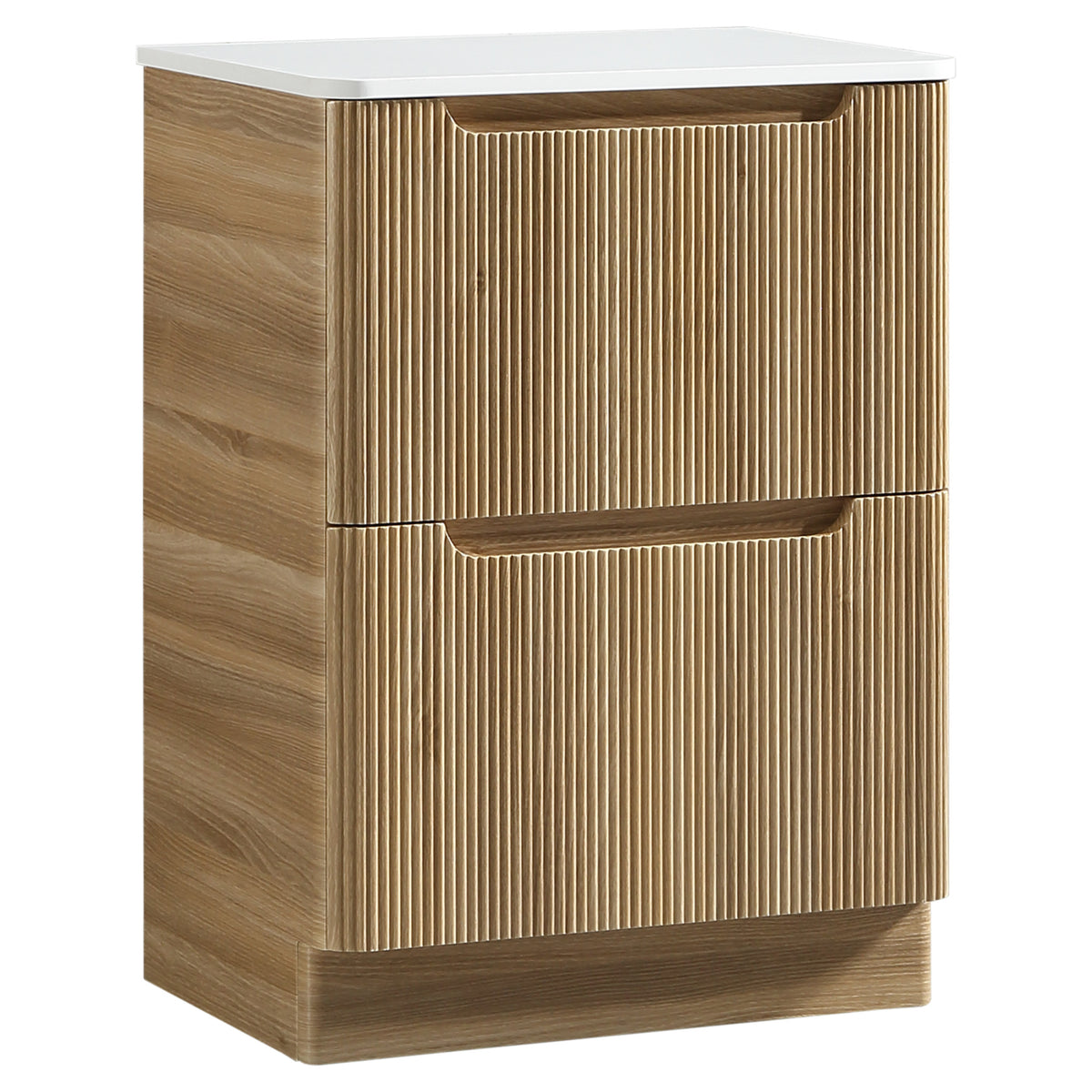 Tailored Monza 600mm Floor Standing Fluted Vanity with Sintered Stone Counter Top, Country Oak - view 7